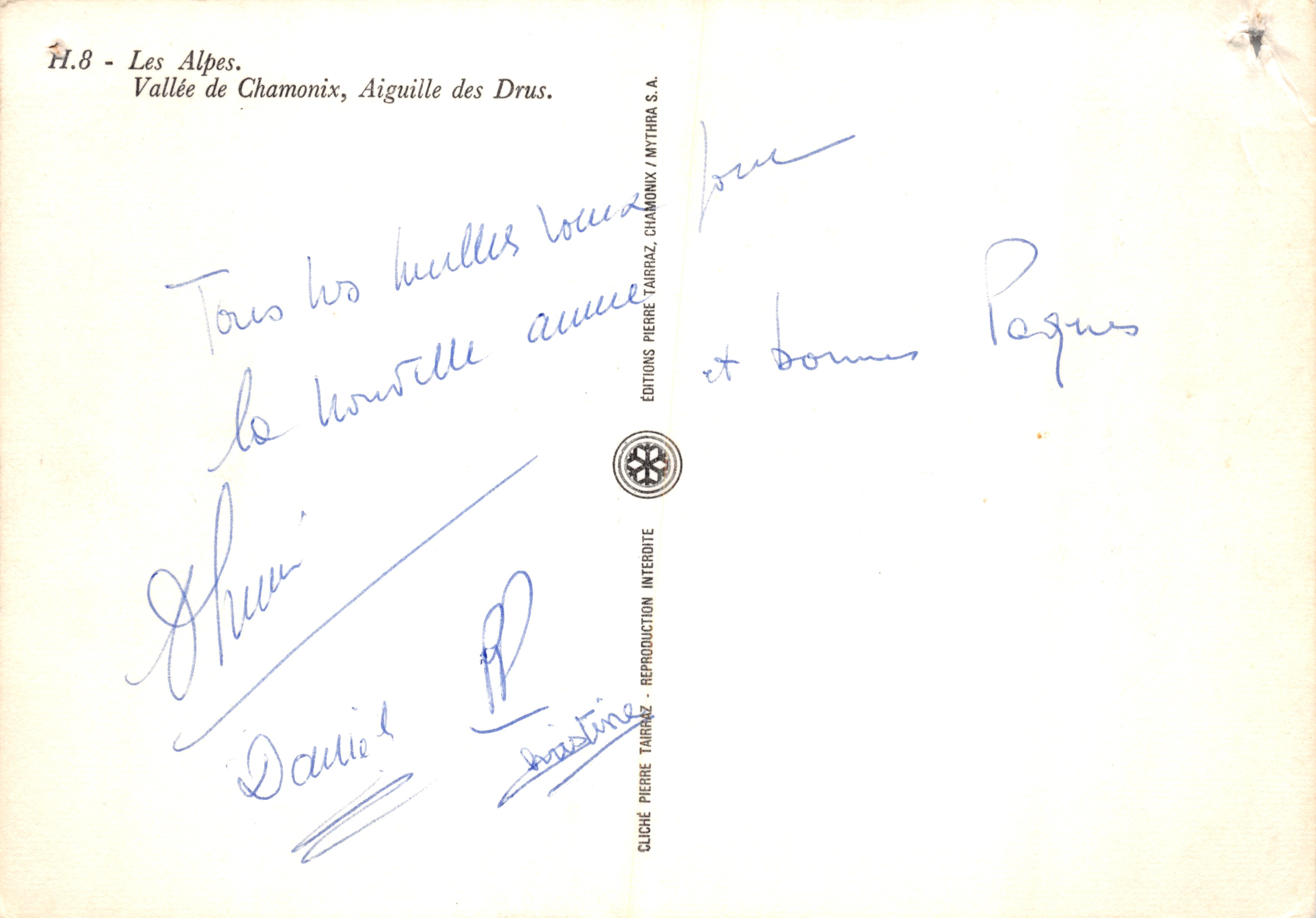 Valle de Chamonix — Aiguille des Drus — Ediciones Pierre Tarraz, Chamonix — Reverso