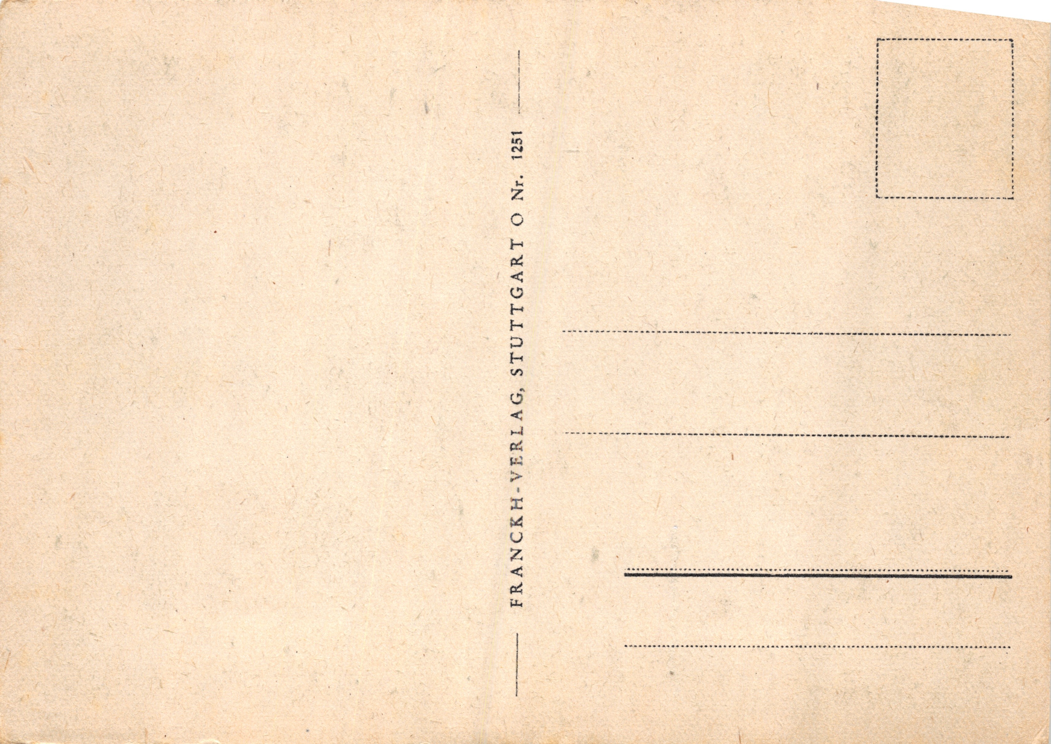 Birillo isolato — paesaggio rurale — editore Franckh-Verlag, Stoccarda, n. 1251 — Verso