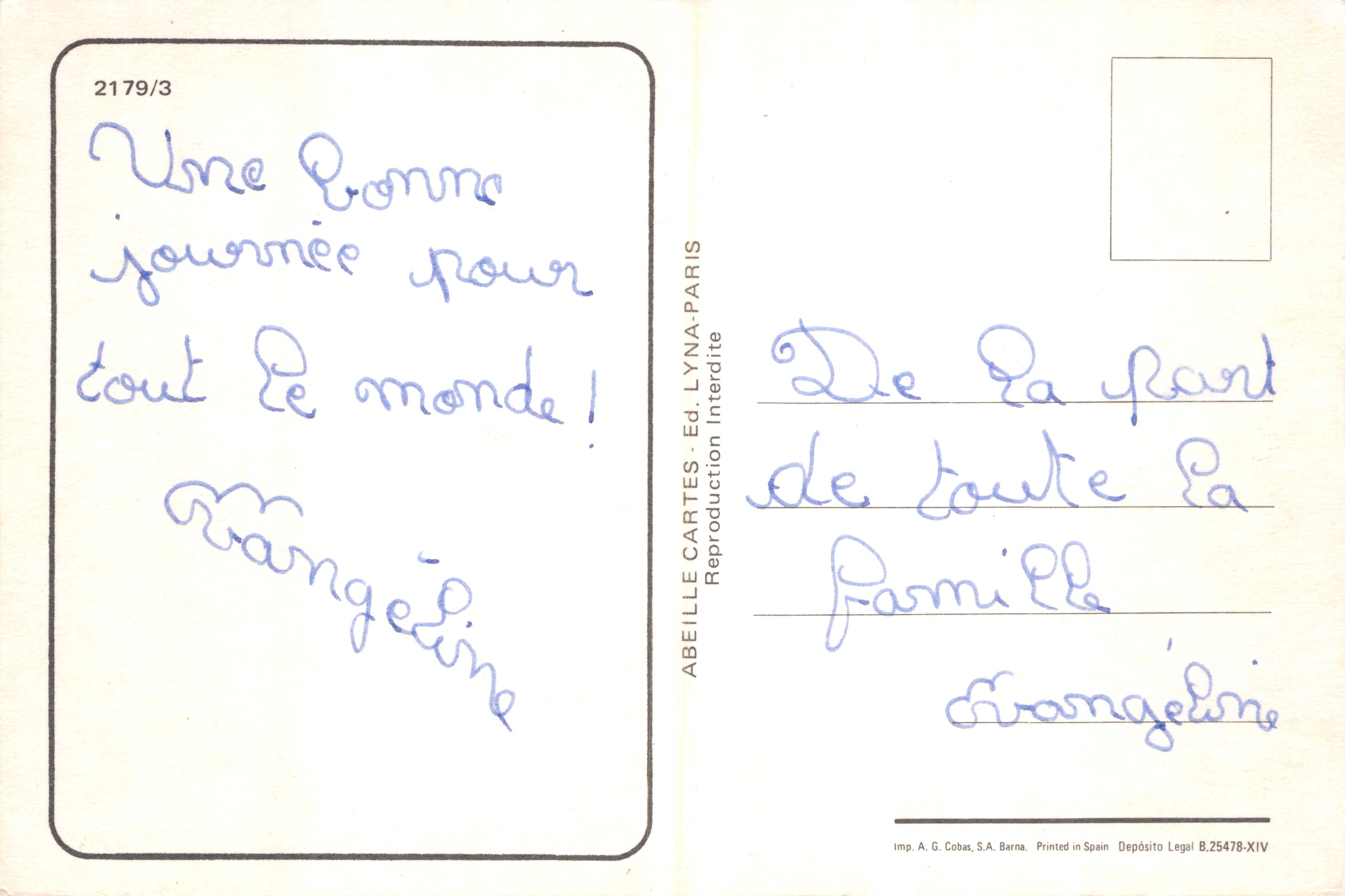 Rozes — bloemcompositie — ABEILLE CARTES - Ed. LYNA-PARIS n°2179/3 — Achterkant