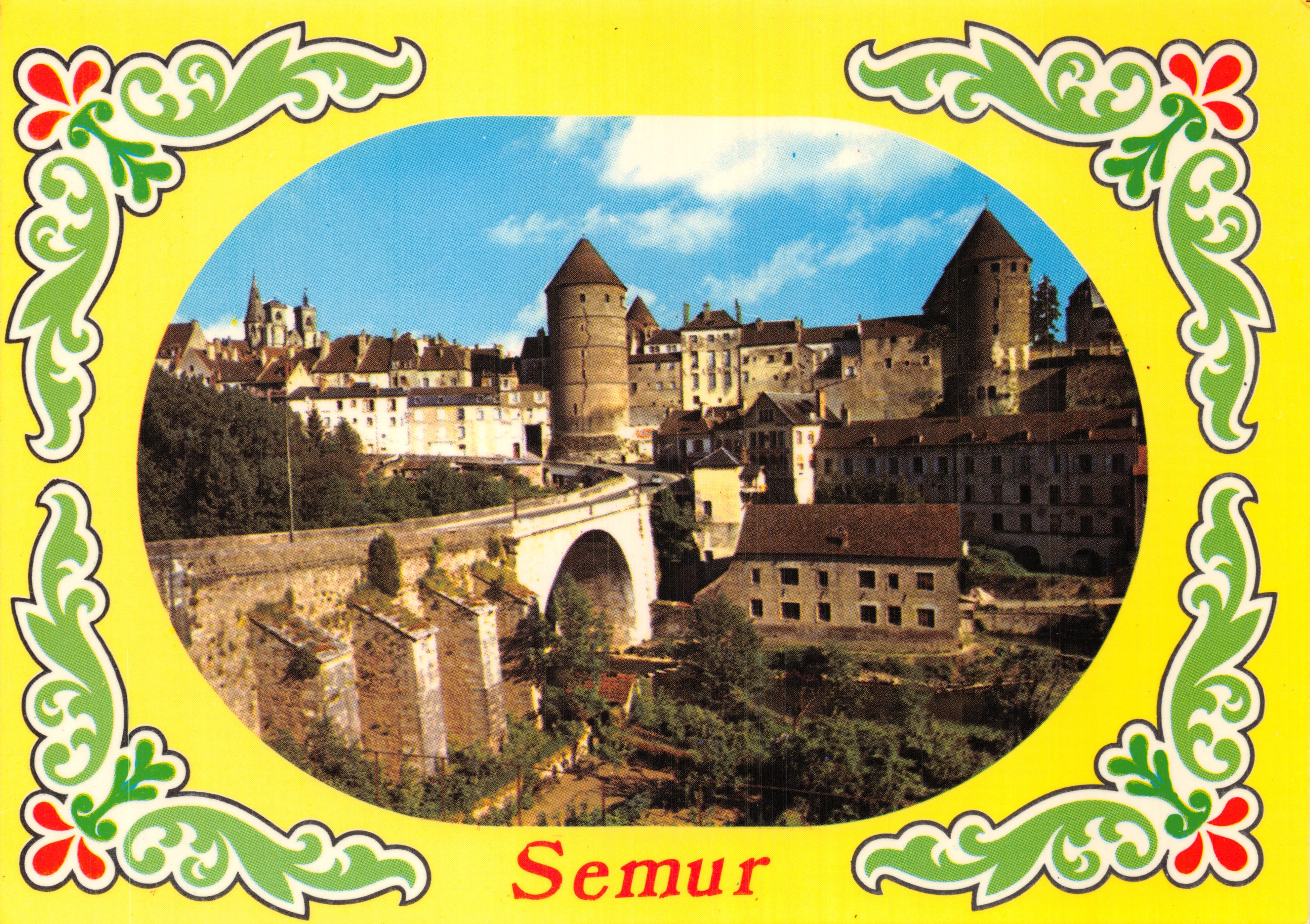 Semur-en-Auxois — vue générale avec pont et château — Les Éditions Nivernaises