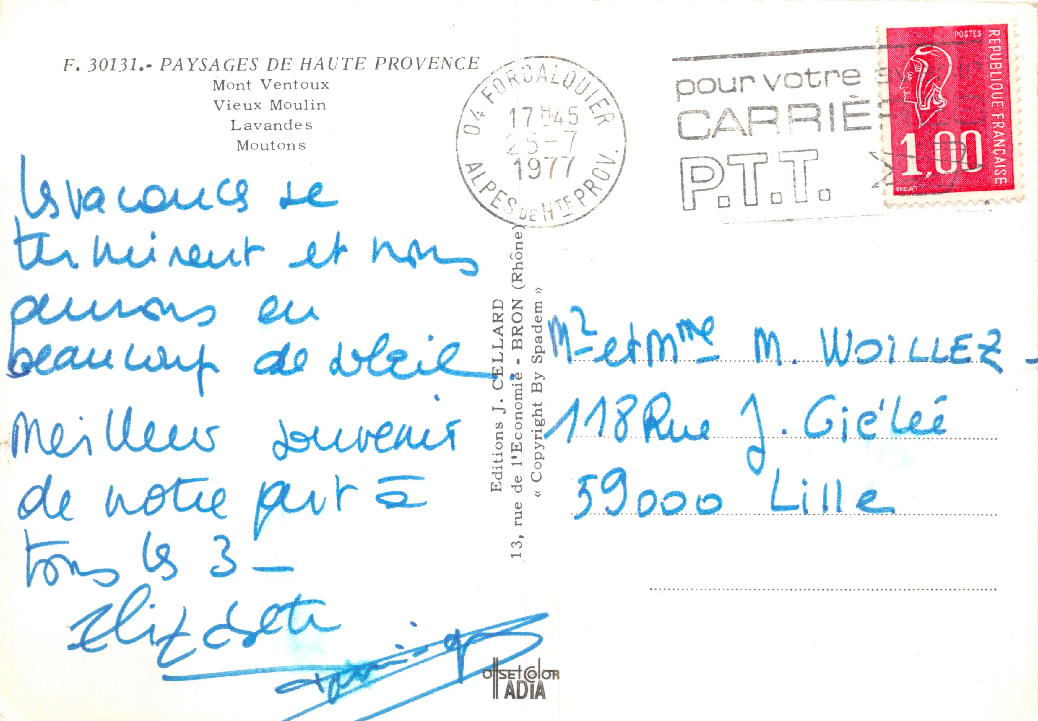 Mont Ventoux — Old Windmill — Lavender Fields — Sheep — Éditions J. CELLARD — Back