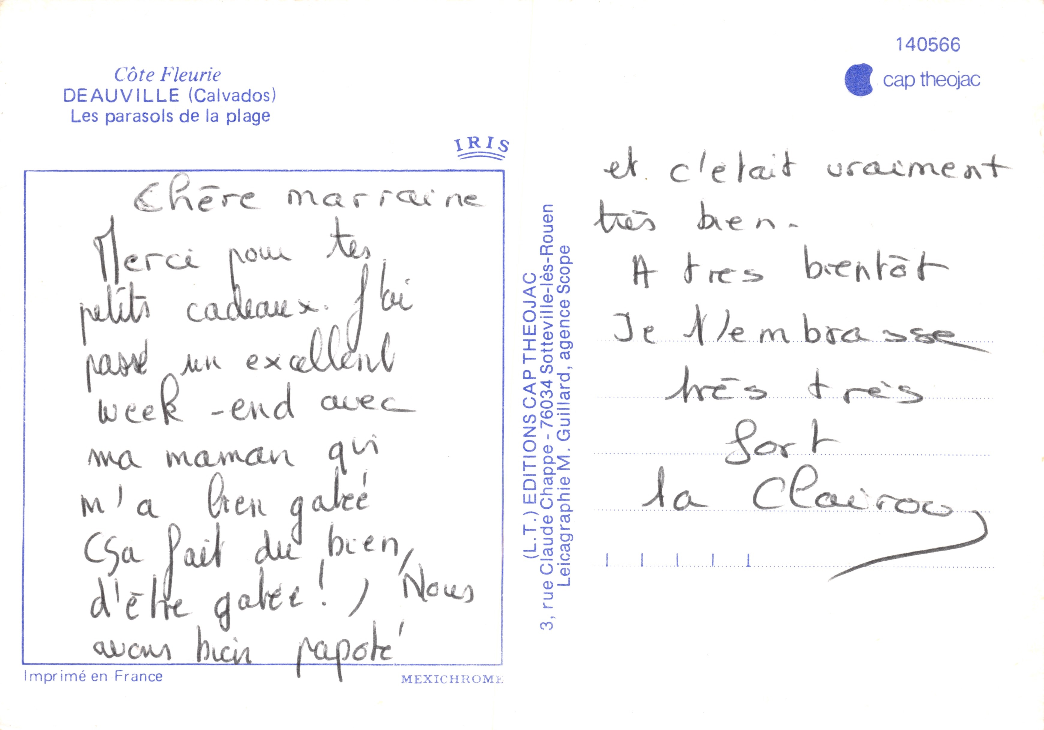 Costa delle Rose — I parasole della spiaggia — Editions Cap Theojac, n° 140566 — Verso
