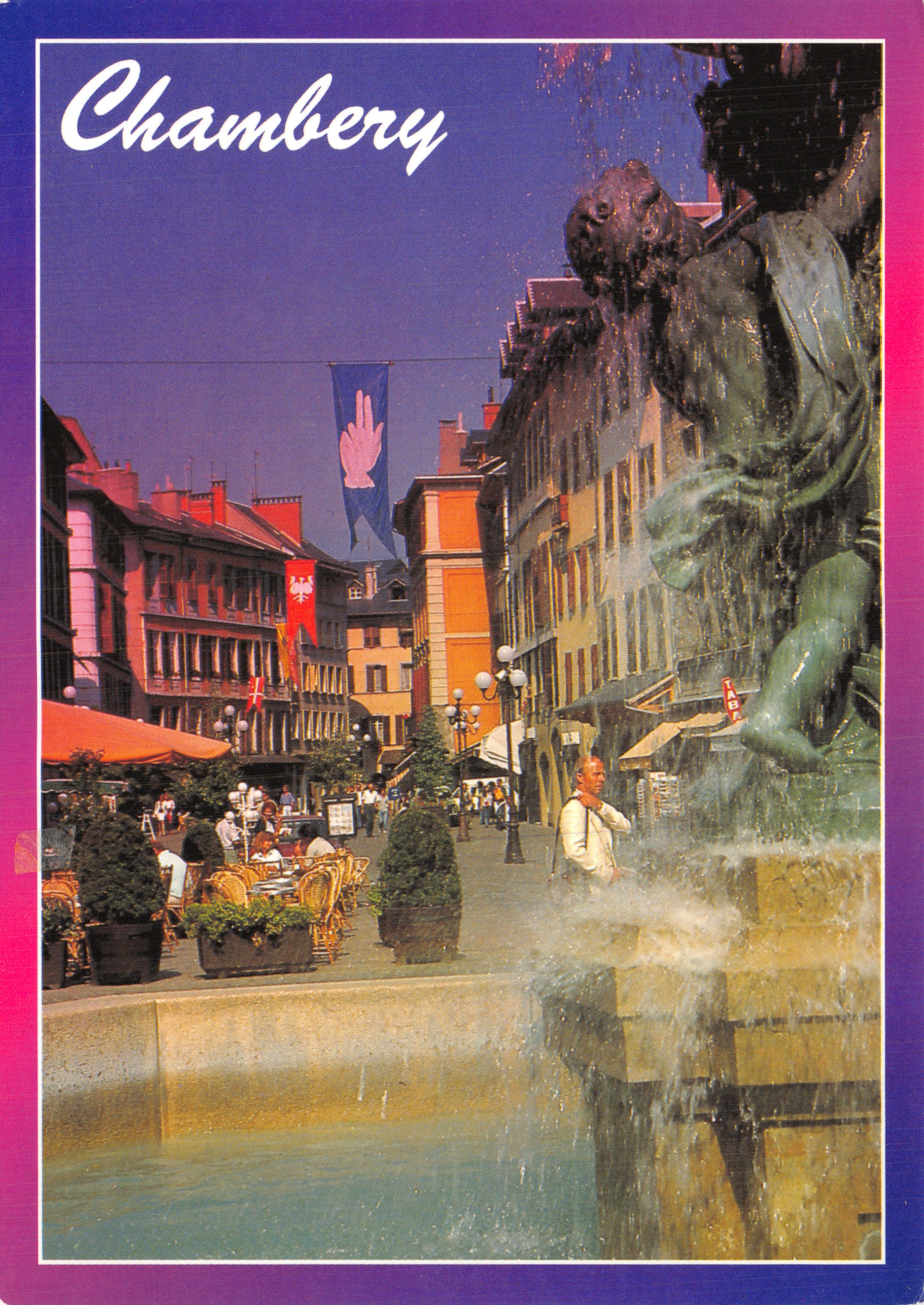 Chambery — Place St-Léger met gesneden fontein — S.E.C.A. Gedrukt in Frankrijk