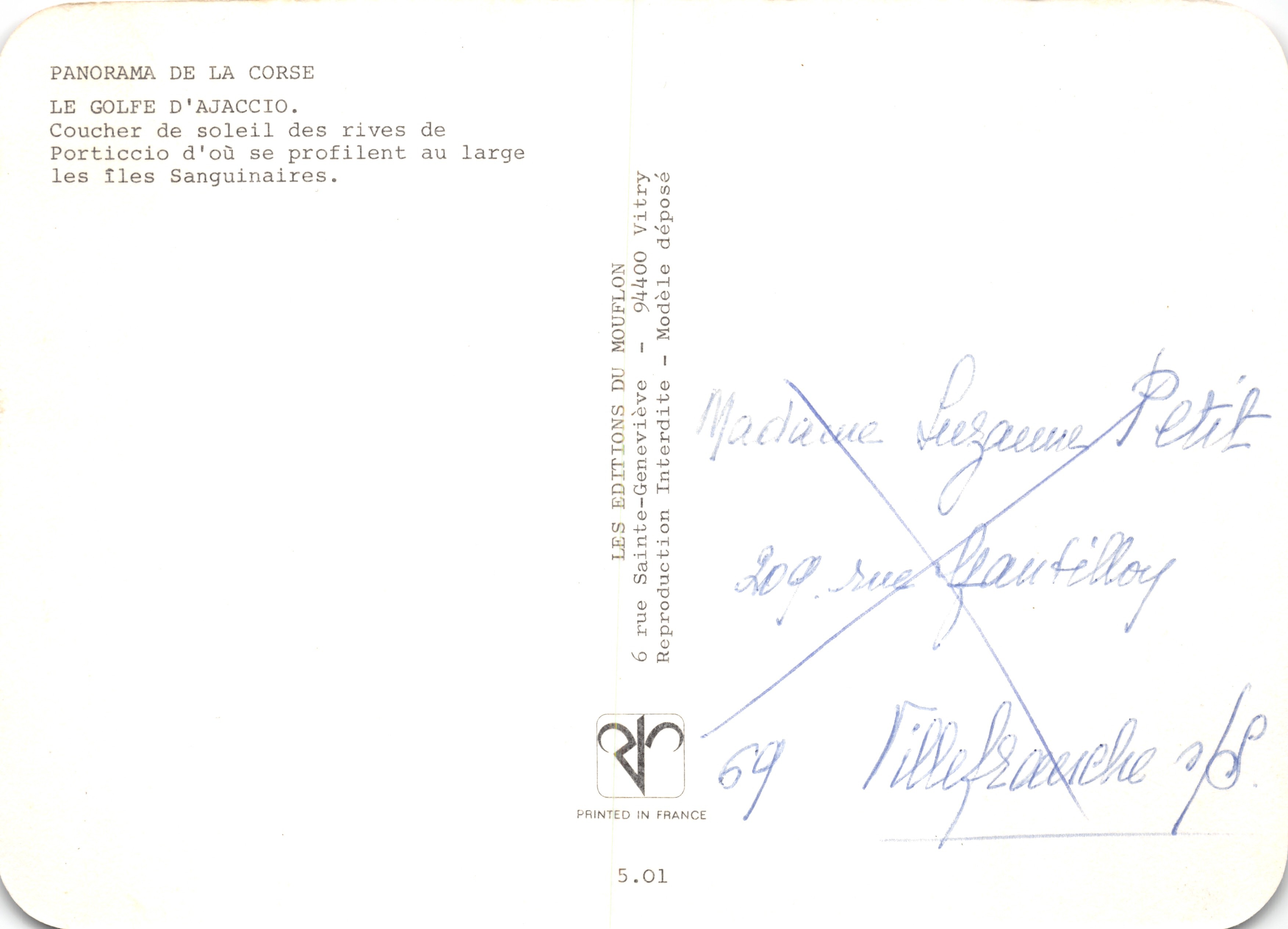 Sunset — Gulf of Ajaccio, shores of the Sanguinaires — Éditions Sainte-Geneviève — Back