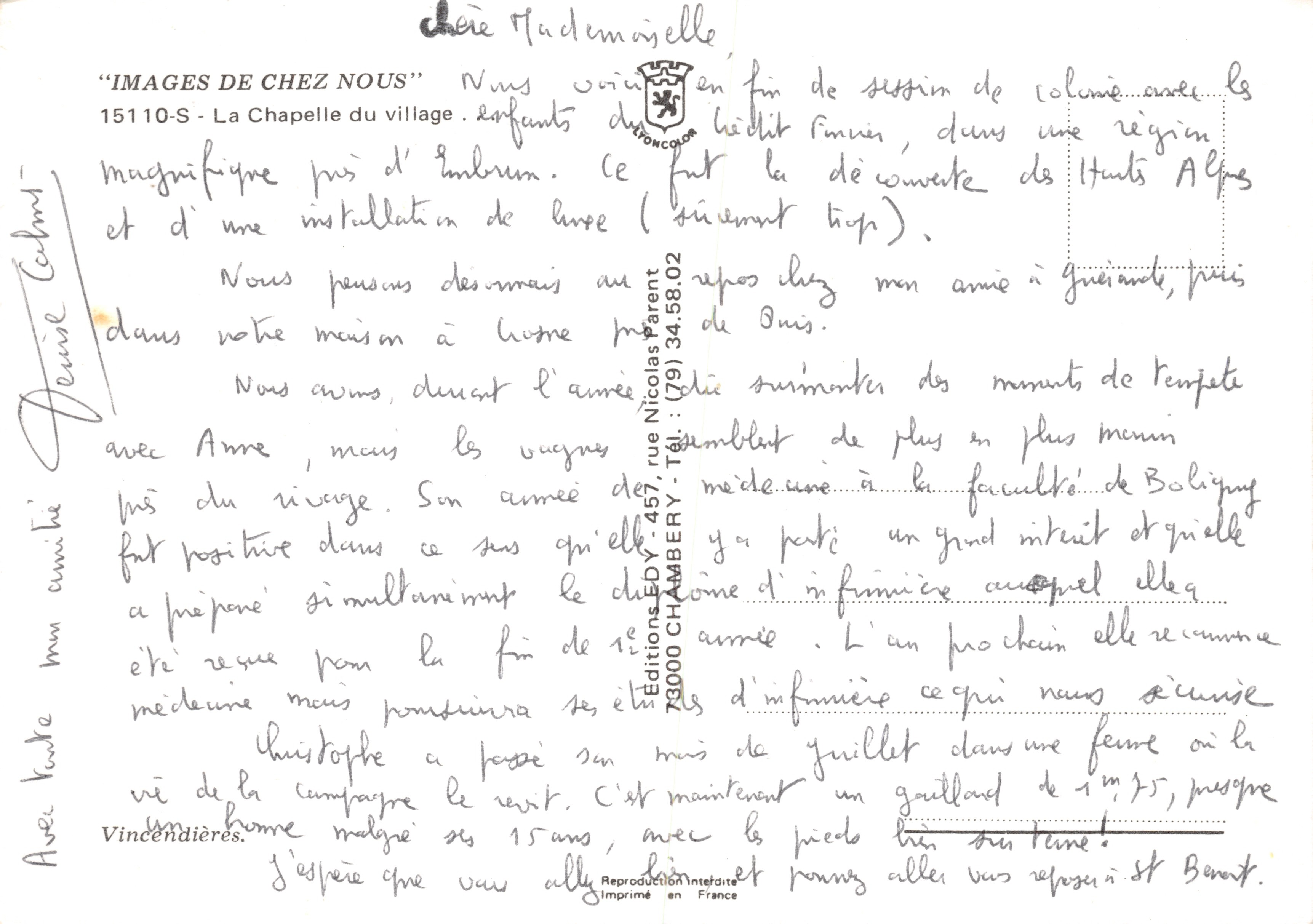 Écly — Cappella del villaggio — Écly — Verso