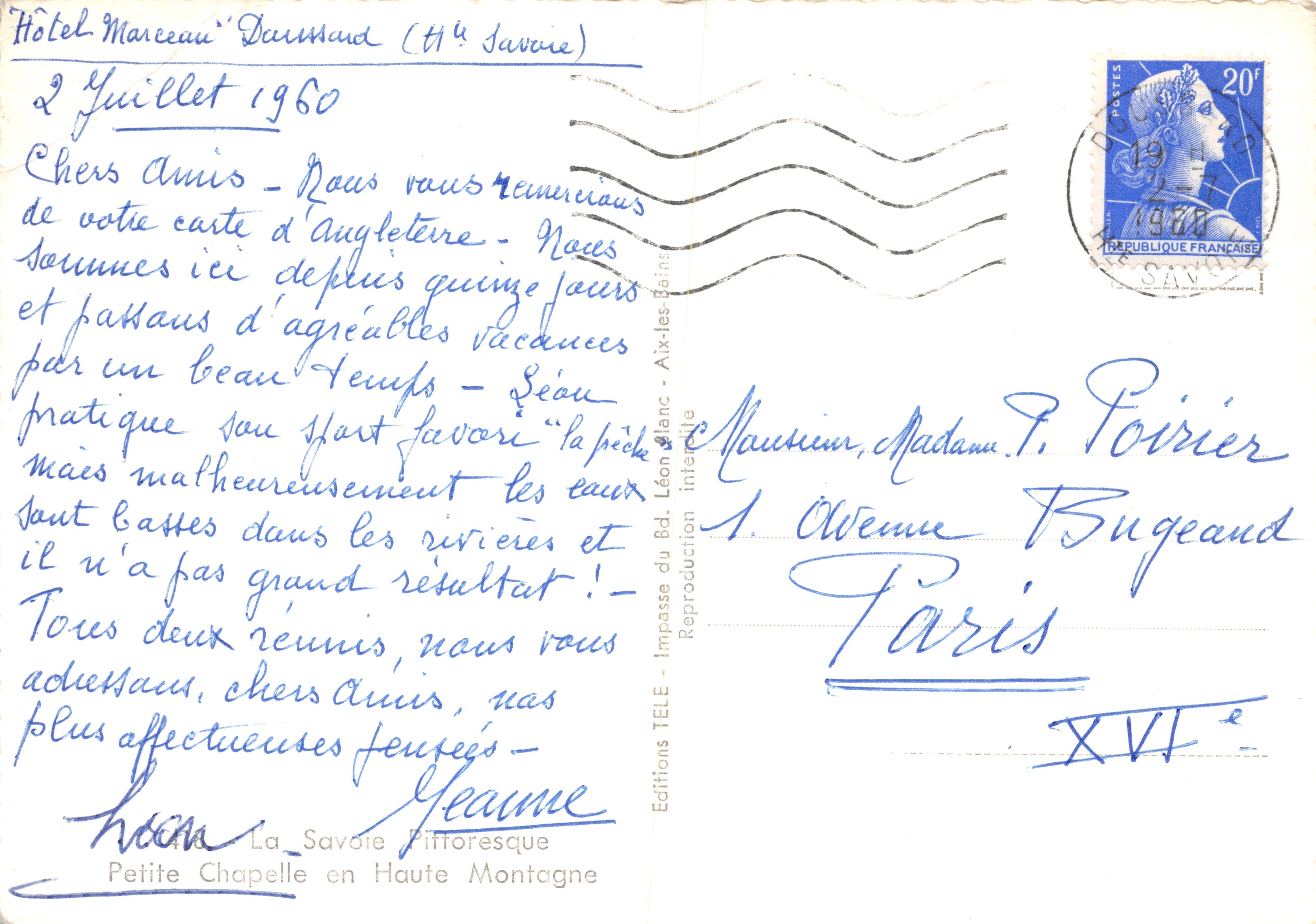 Petite Chapelle en Haute Montagne — éditeur Éditions Télé, n° XVI — Achterkant