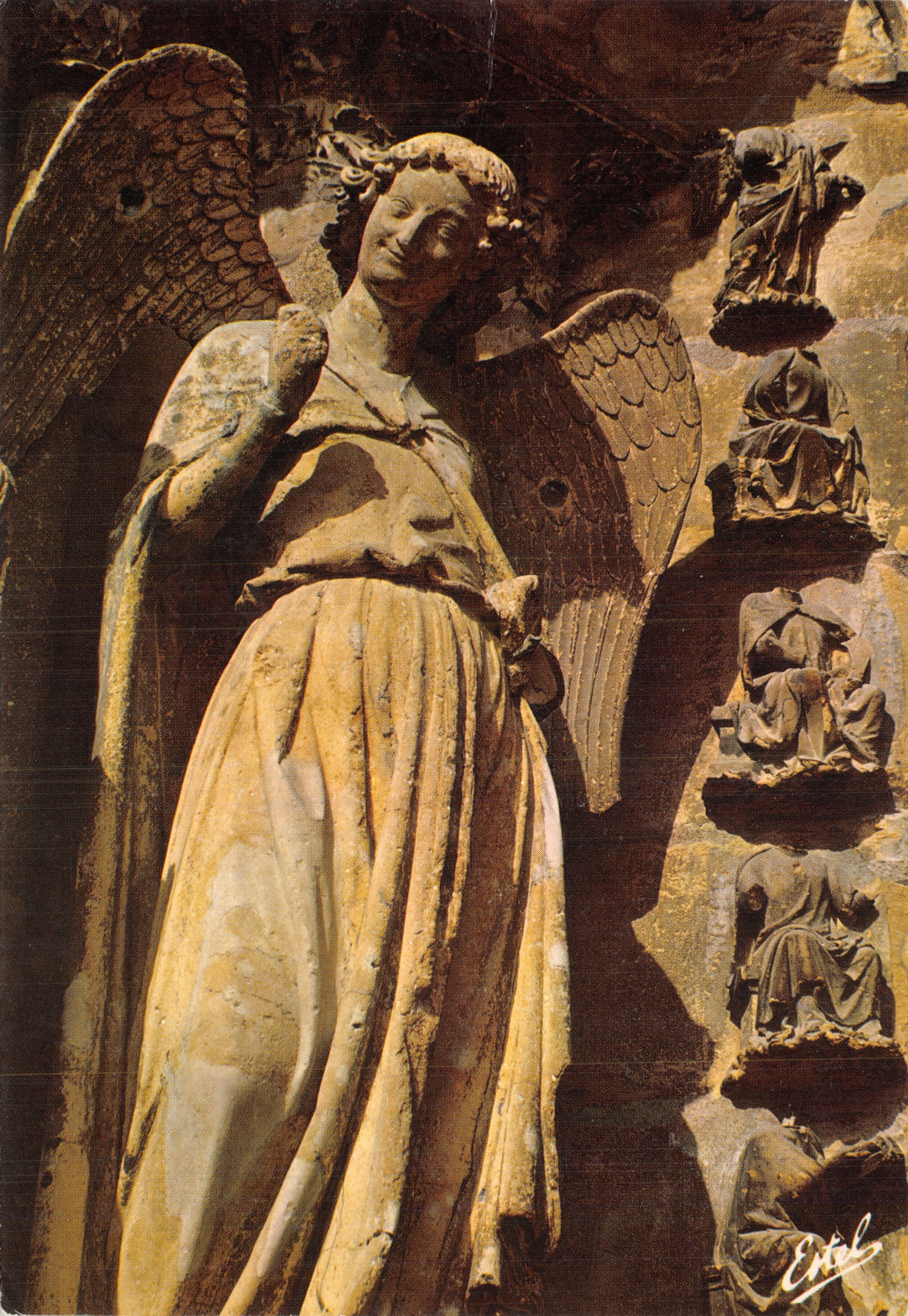 Reims — Cattedrale Notre-Dame (XIII secolo) — L'angelo sorridente — Editore ESTEL & Cie, n. 7.612-W