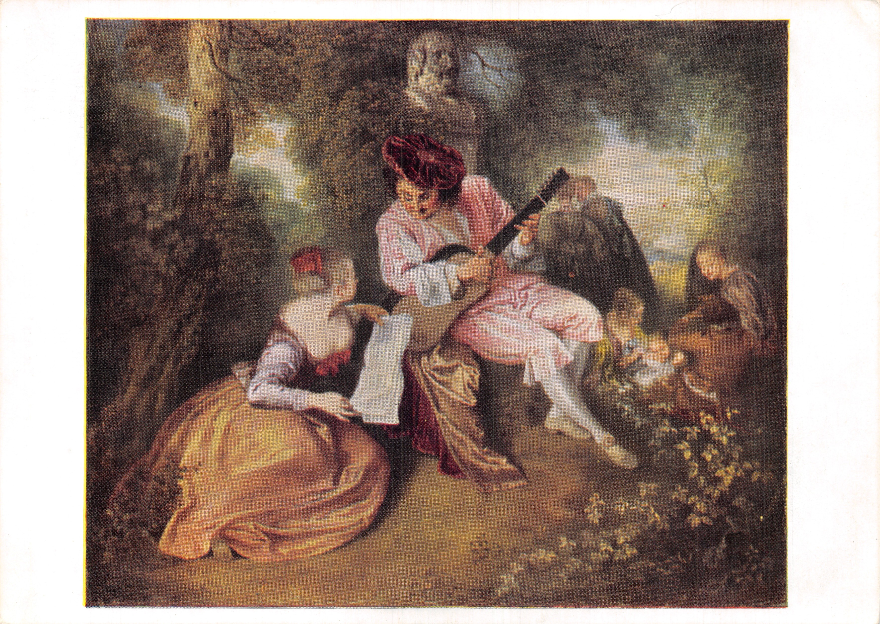 La Collezione d'Amore — scena di giardino con musicista e musicista — editore La Gamme D'Amour (Printers) Ltd.