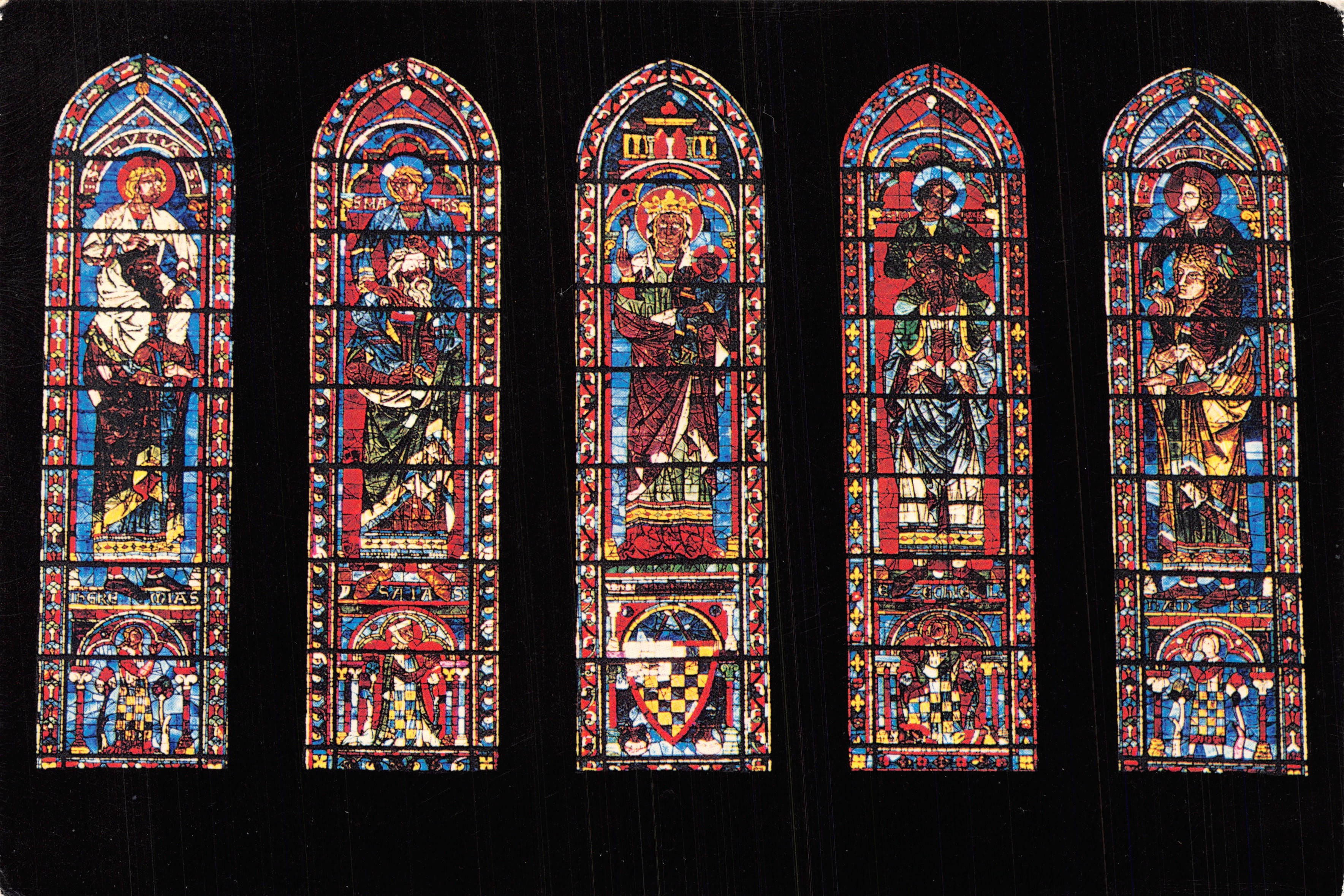 Chartres (Eure-et-Loir) — Cathédrale Notre-Dame, lancettes du transept sud — éditeur Caisse nationale des monuments historiques, Paris, n° C 259