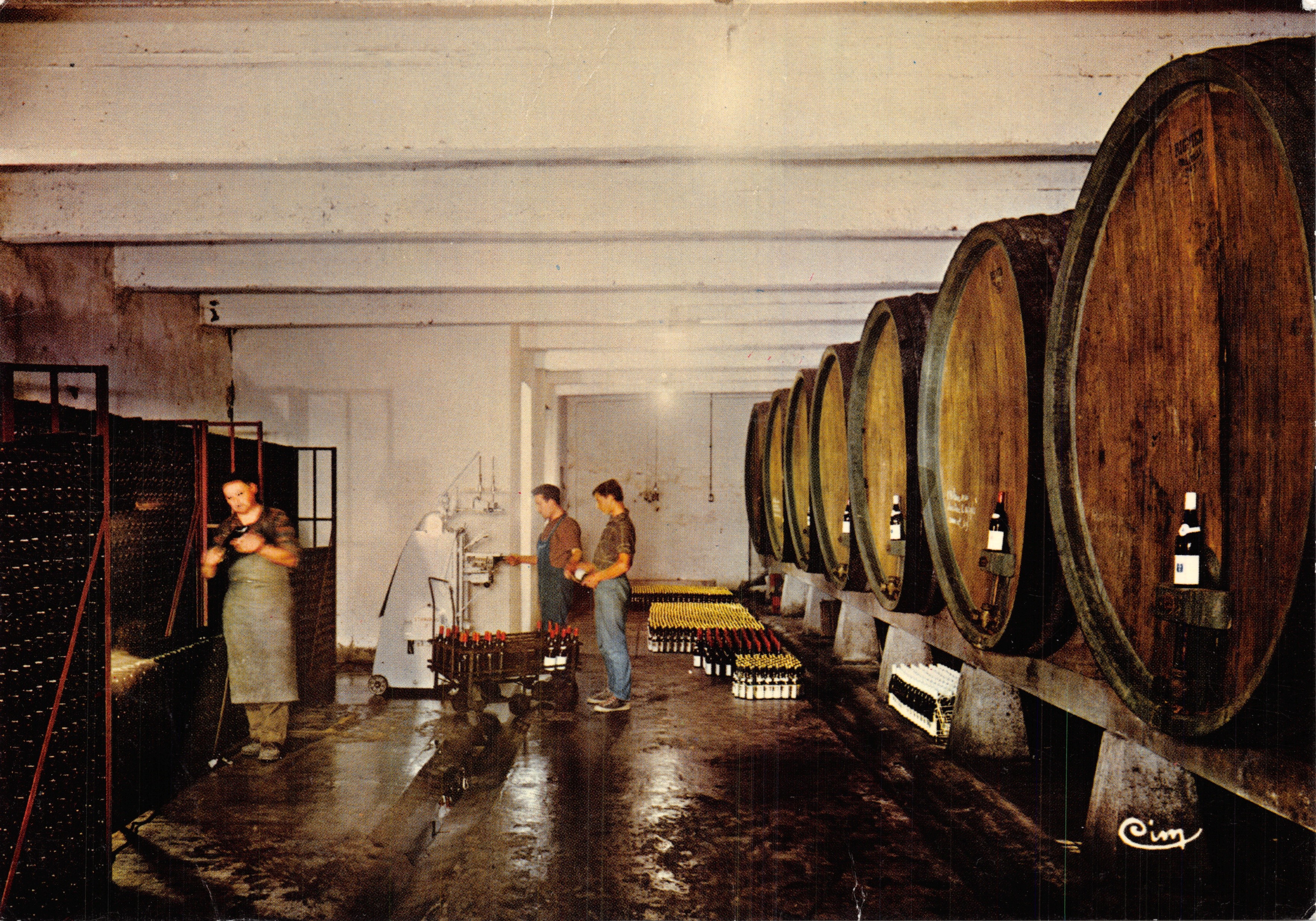 Bodega de la Cooperativa Vinícola de Lugny — Sala de Barriles y Envasado — Impreso por CIMCOLOR
