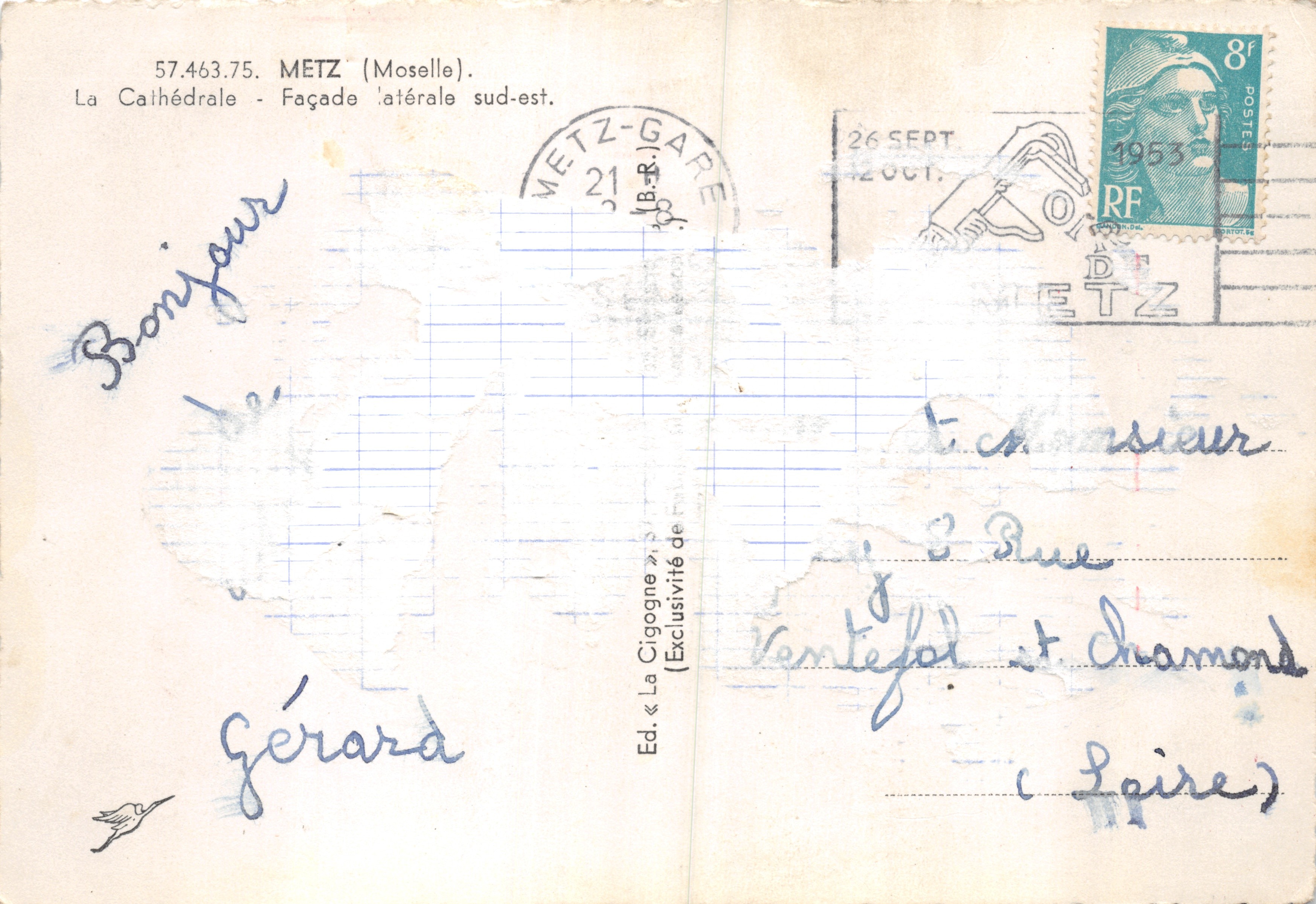 The Metz Cathedral — Southeast Side Facade — Published by « La Cigogne » — Back