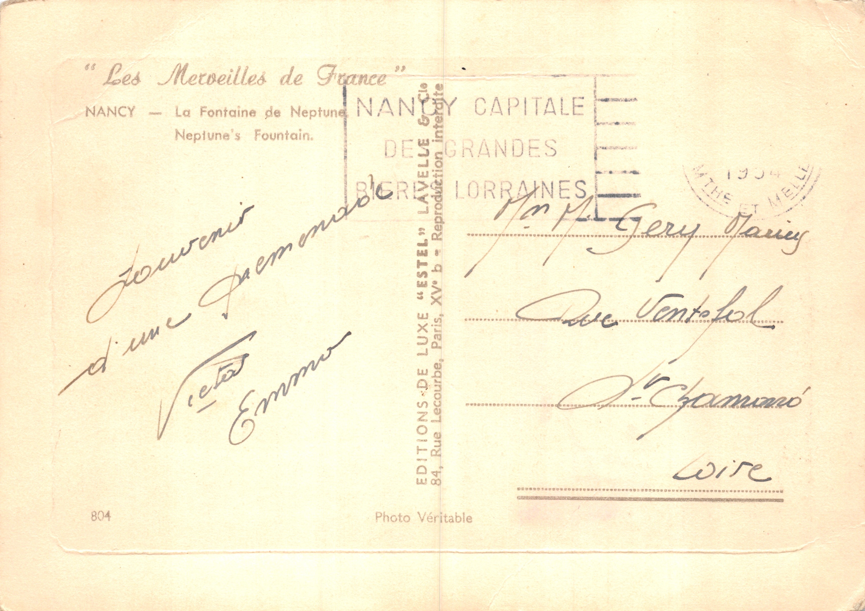 Nancy — La Fontaine de Neptune — Éditions d'Estel, n°804 — Reverso
