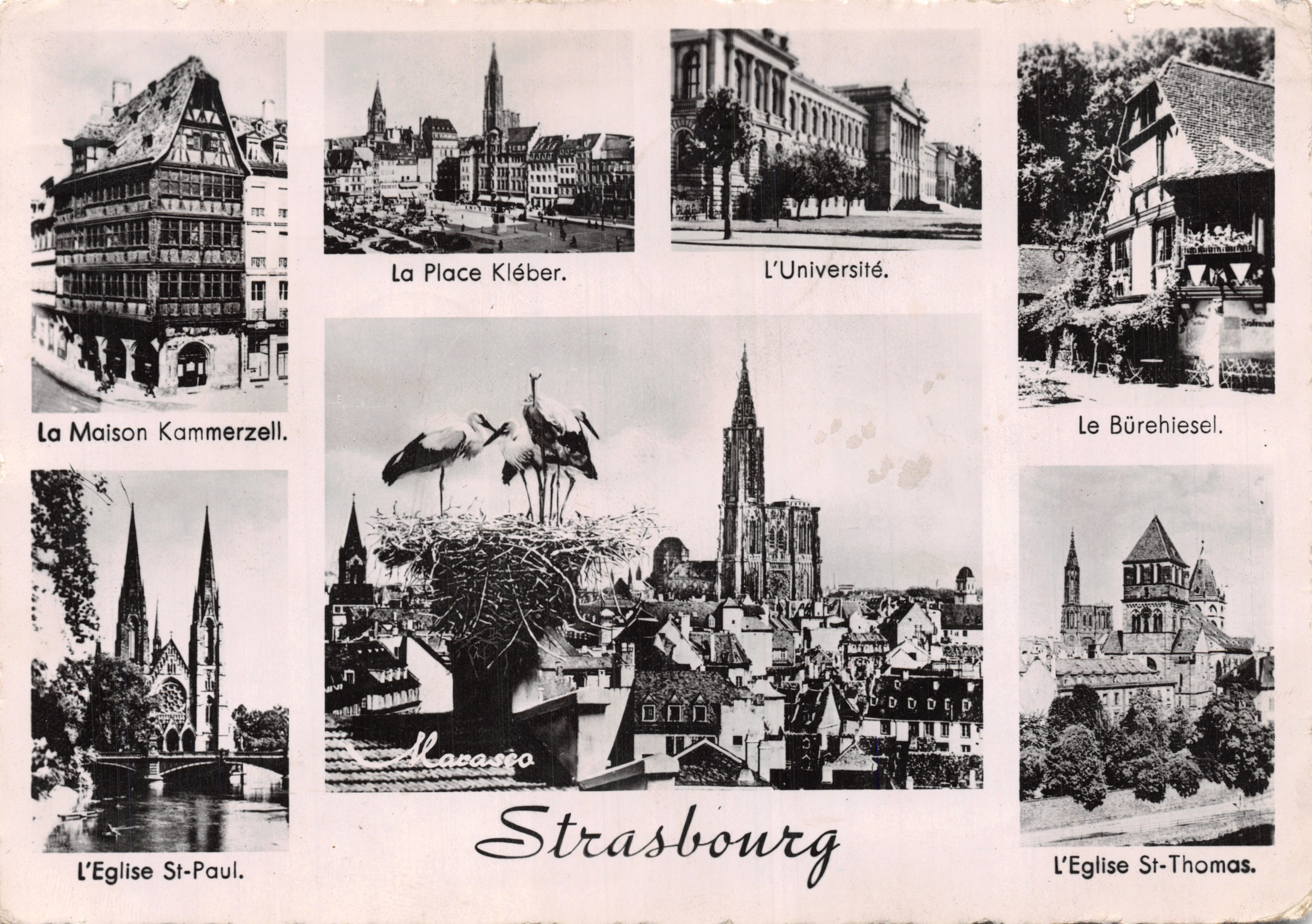 Strasbourg — Vista panoramica con la cattedrale e monumenti — editore Marasco