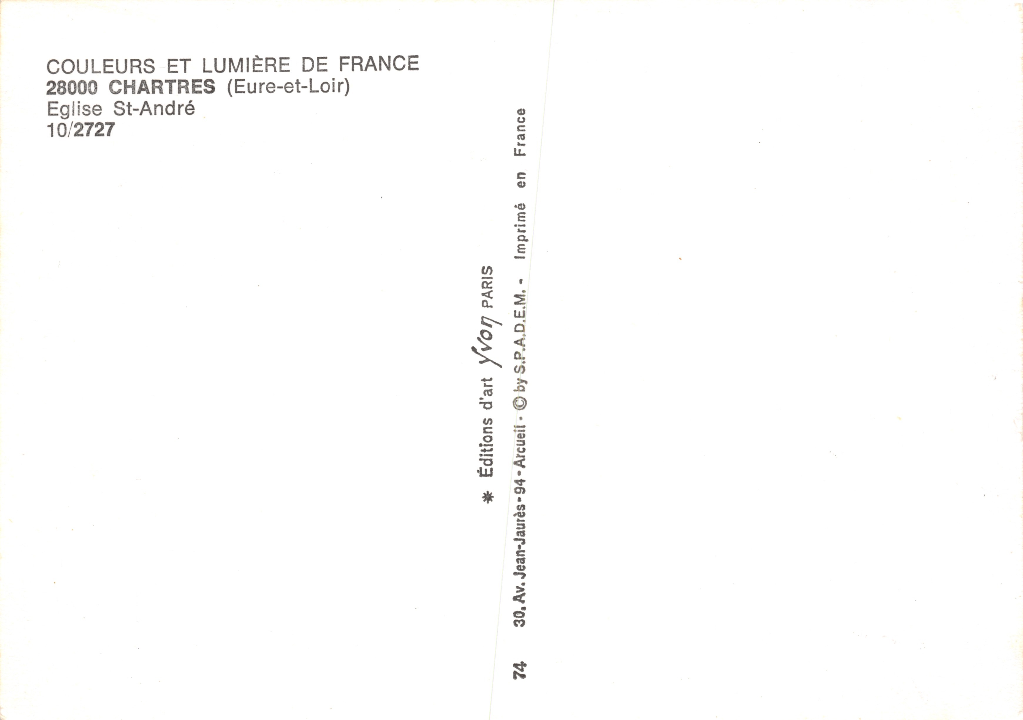 Église Saint-André — ruines et paysage — Éditions d'art Yvon, n°10/2727 — Verso