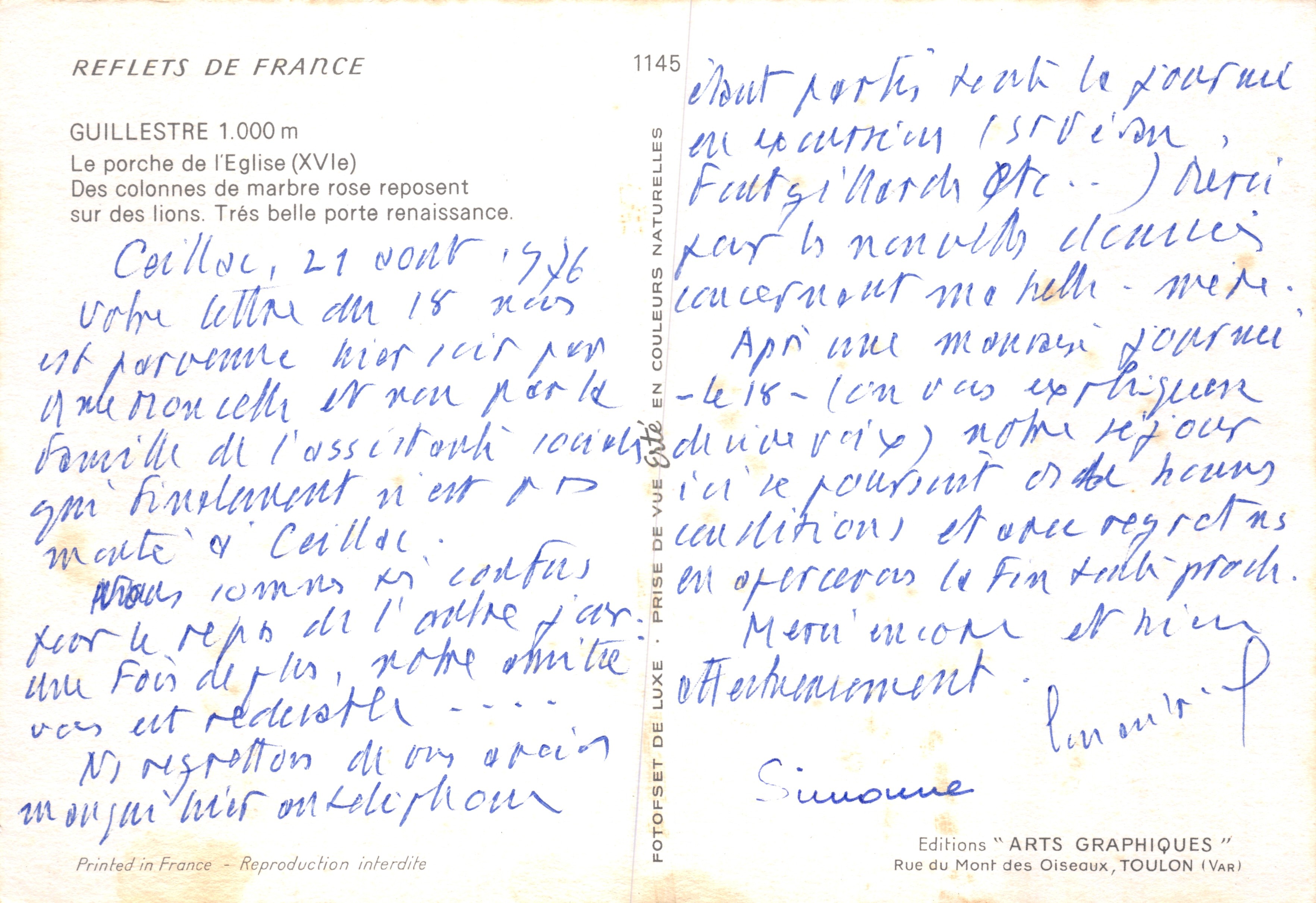 Guilhèstres — Ansicht des Kirchentores (16. Jahrhundert) — Verlag Erté — Rückseite