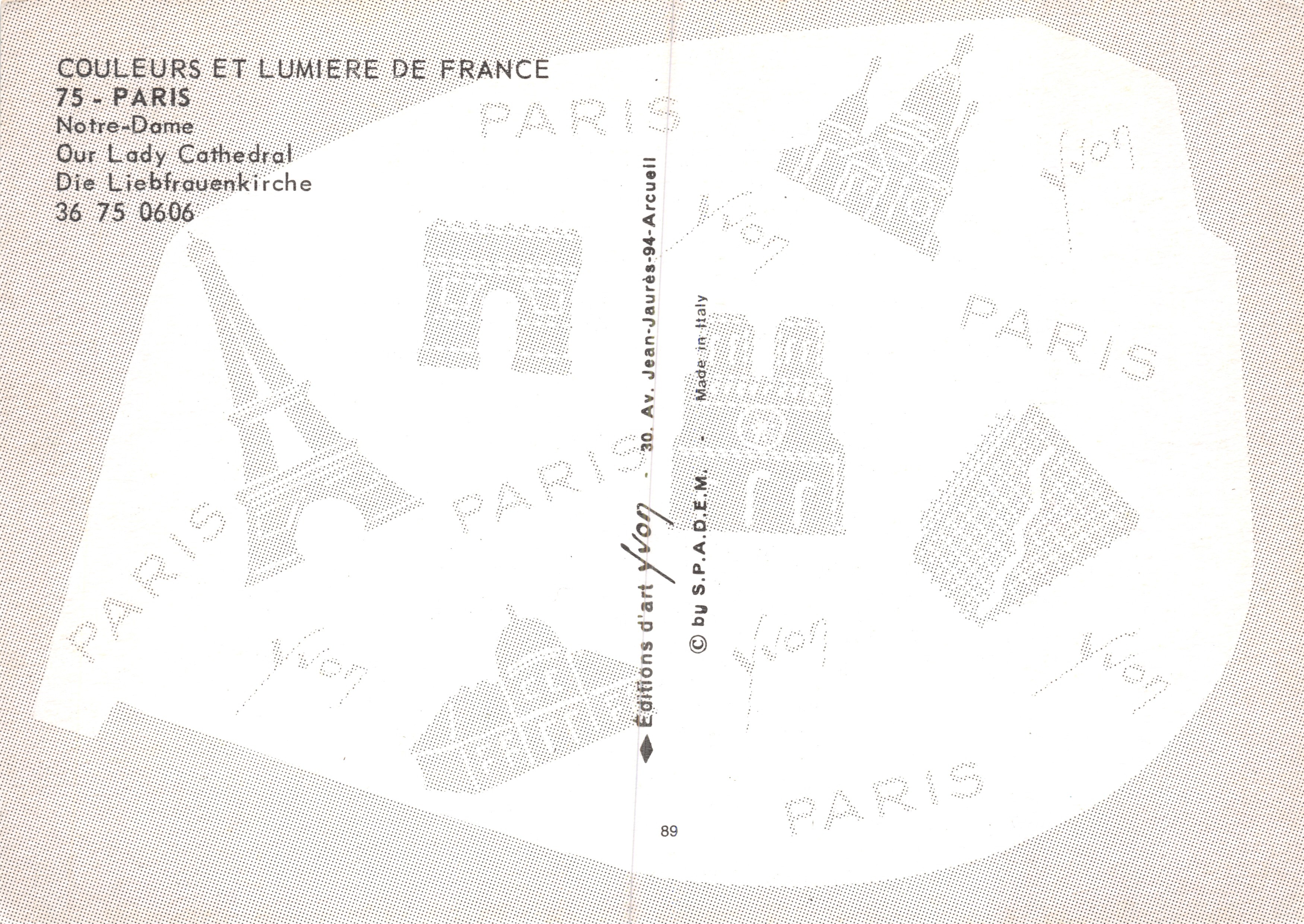 Notre-Dame de Paris — vue nocturne éclairée — Éditions Yvon — Verso