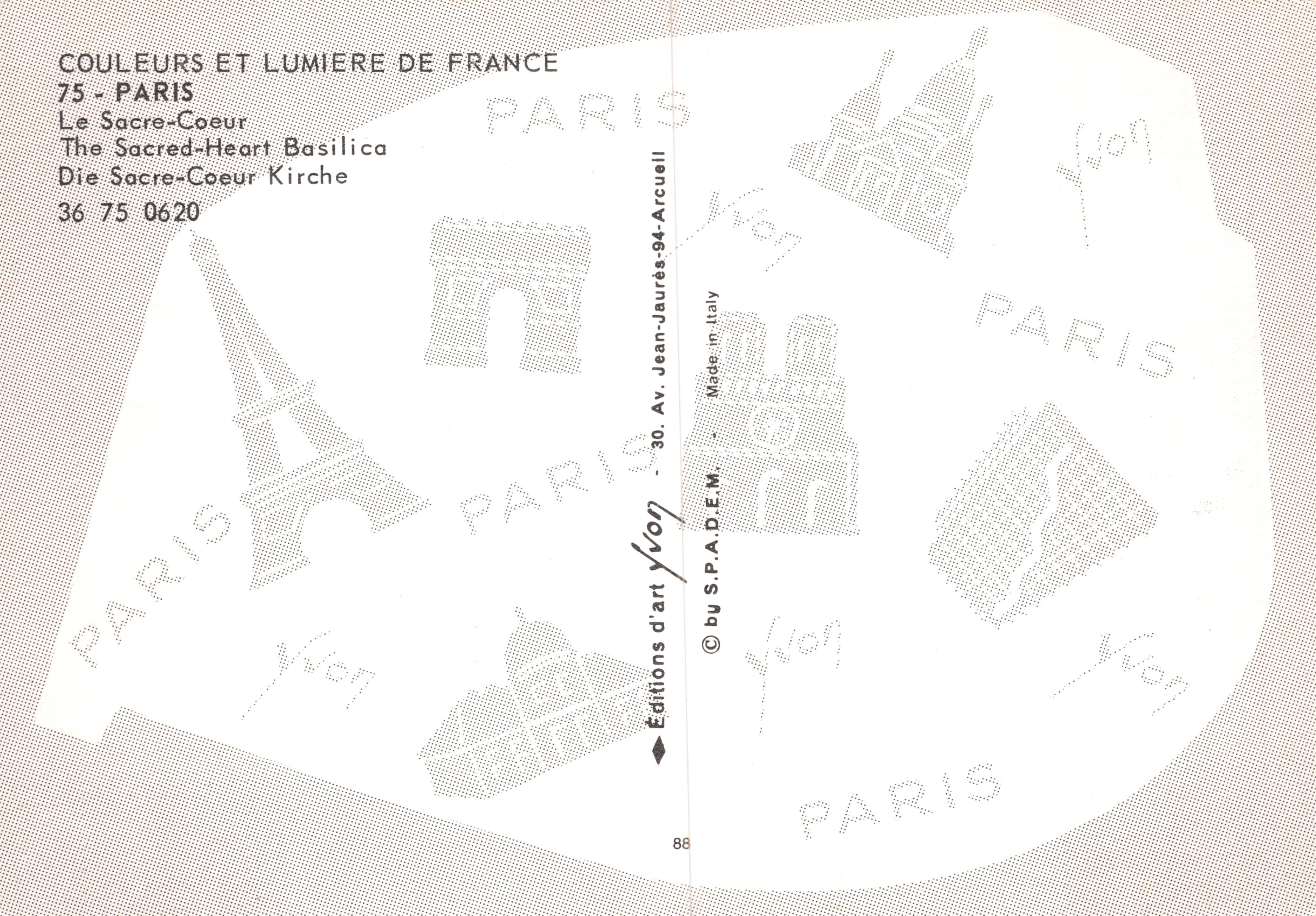 Sacré-Cœur de Montmartre — vista de la basílica desde los jardines — editor Yvon, n.º 36 75 0620 — Reverso