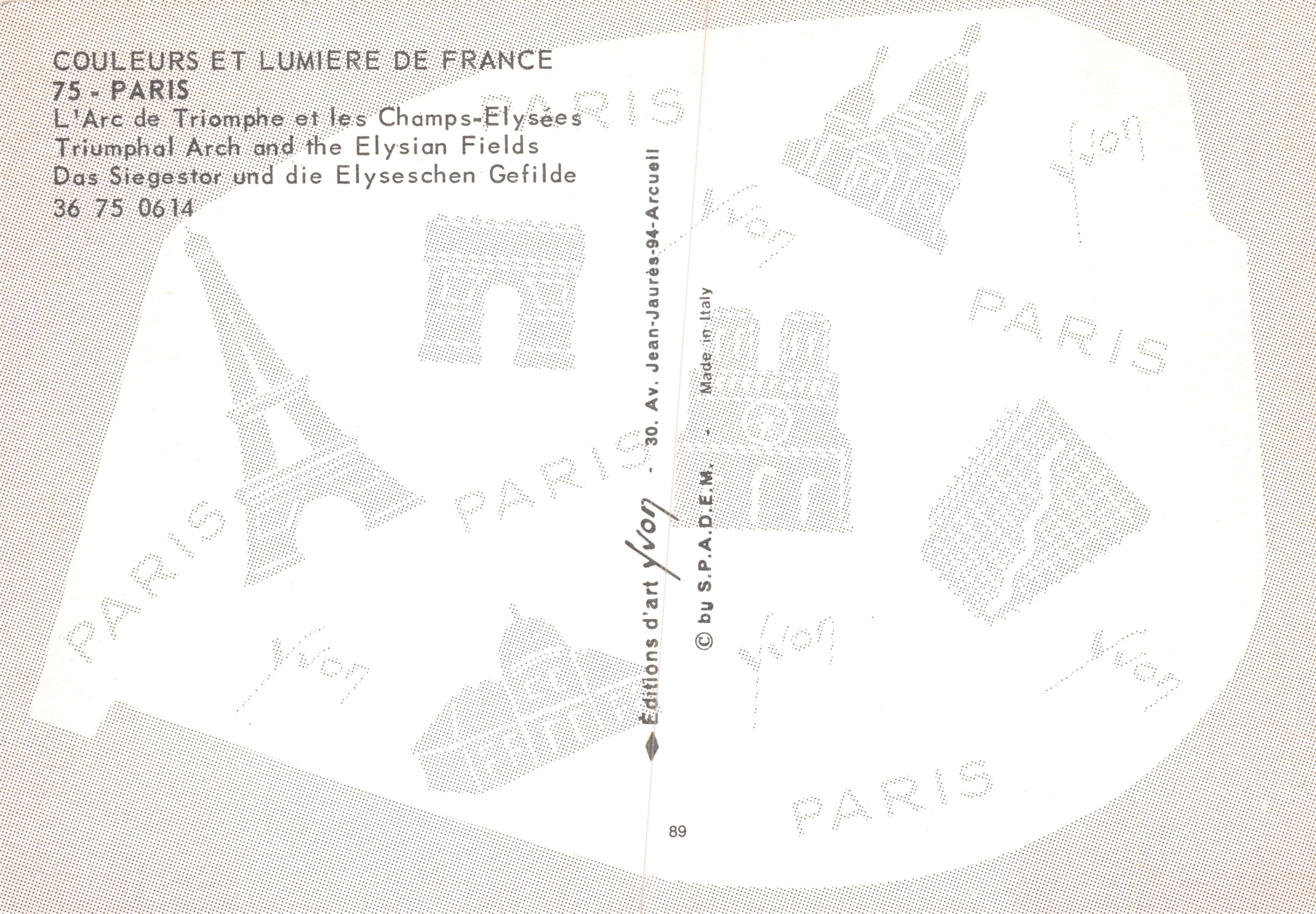 Arc de Triomphe — Champs-Élysées — Éditions d'art Yvon, n° 36 75 0614 — Reverso