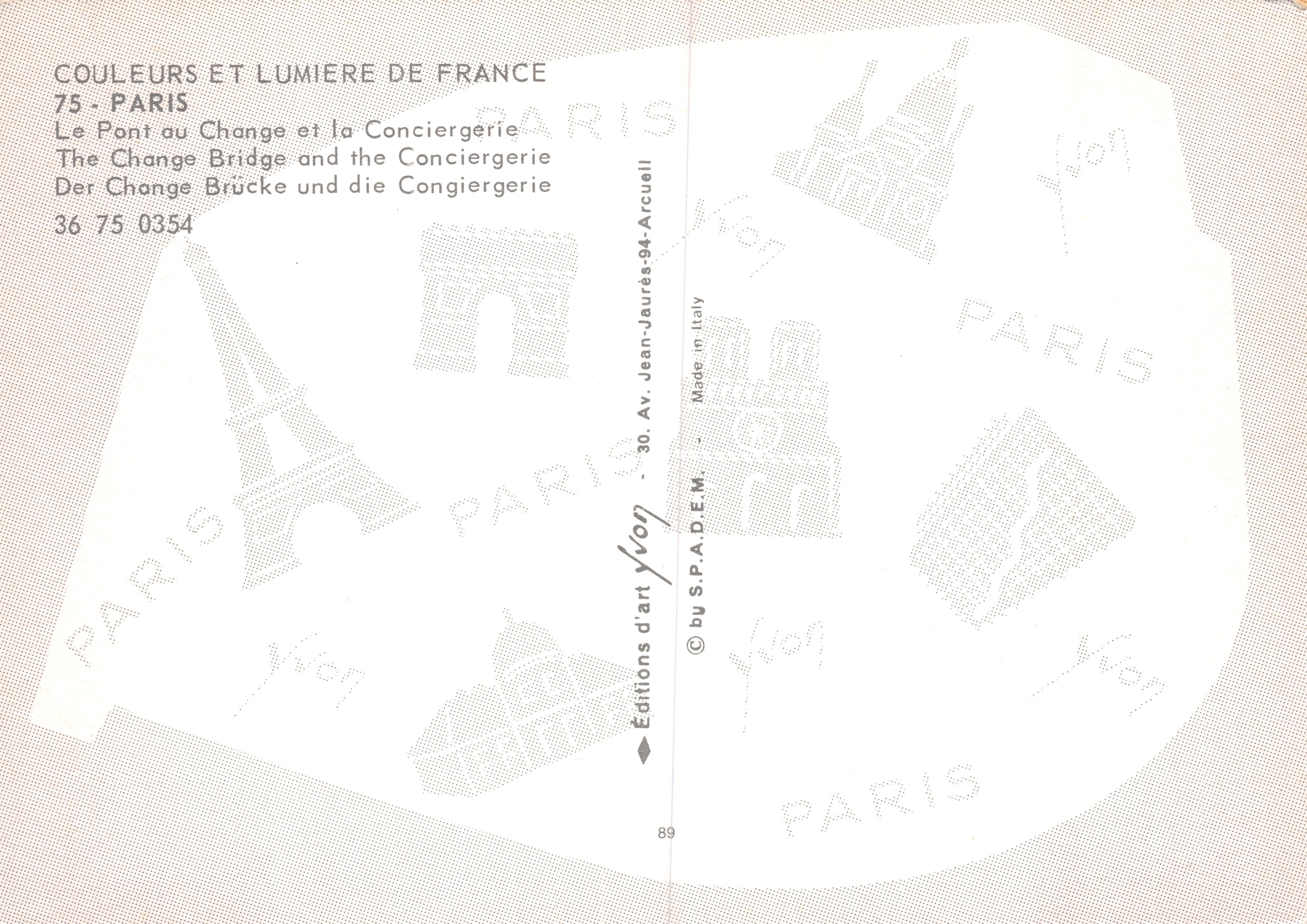 Ponte del Cambio — Conciergerie — Éditions d'art Yvon — Verso