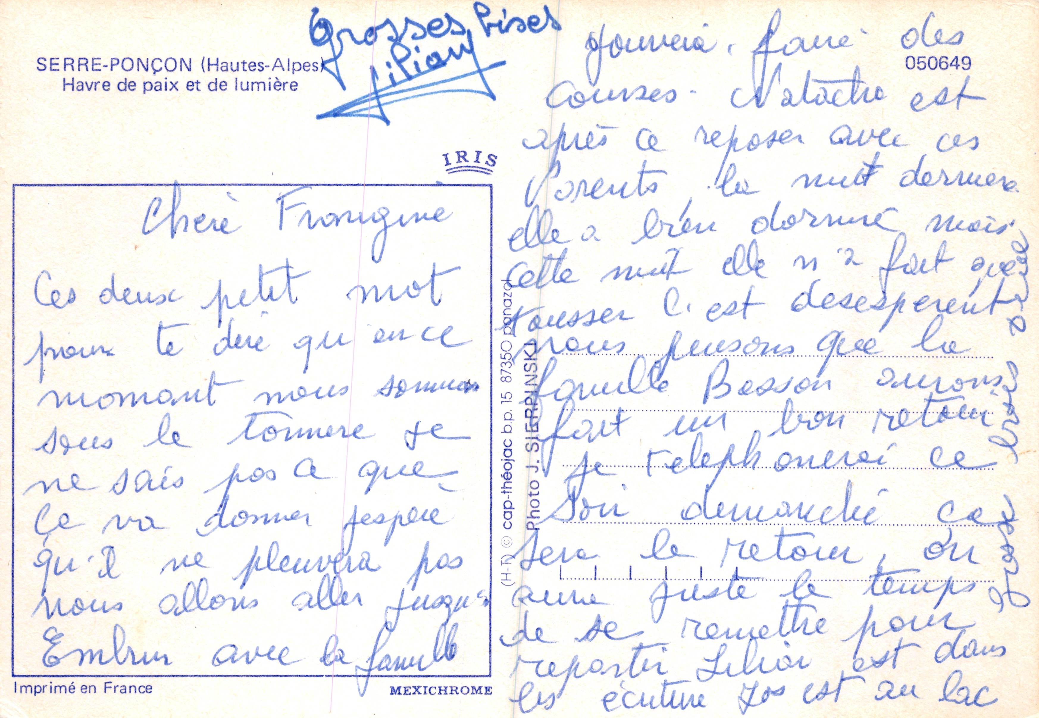 Lago di Serre-Ponçon — vista panoramica — editore IRIS — Verso