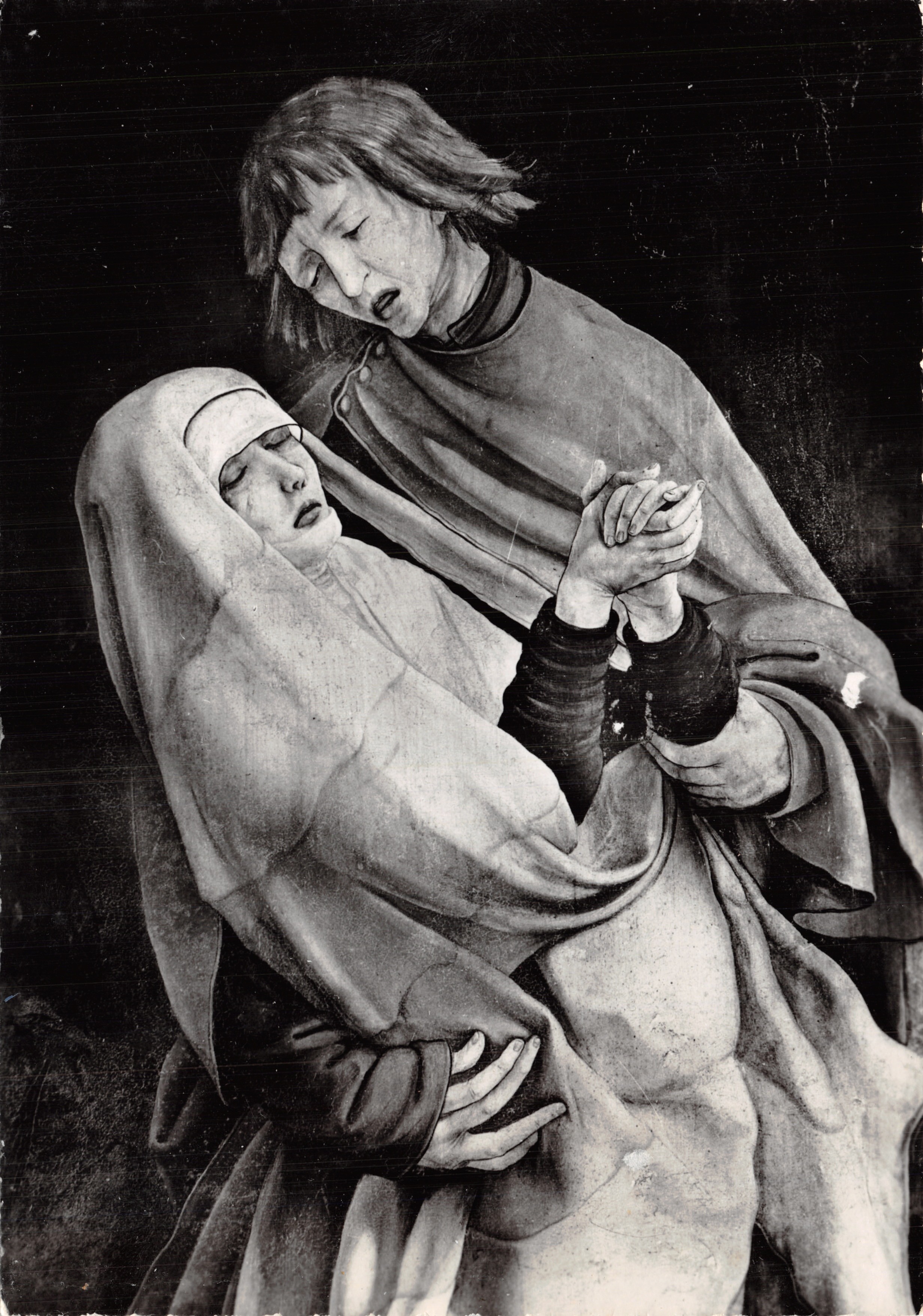La madre de Cristo y San Juan — detalle del retablo de Mathis Grünewald (1455-1528) — Museo Unterlinden, Colmar