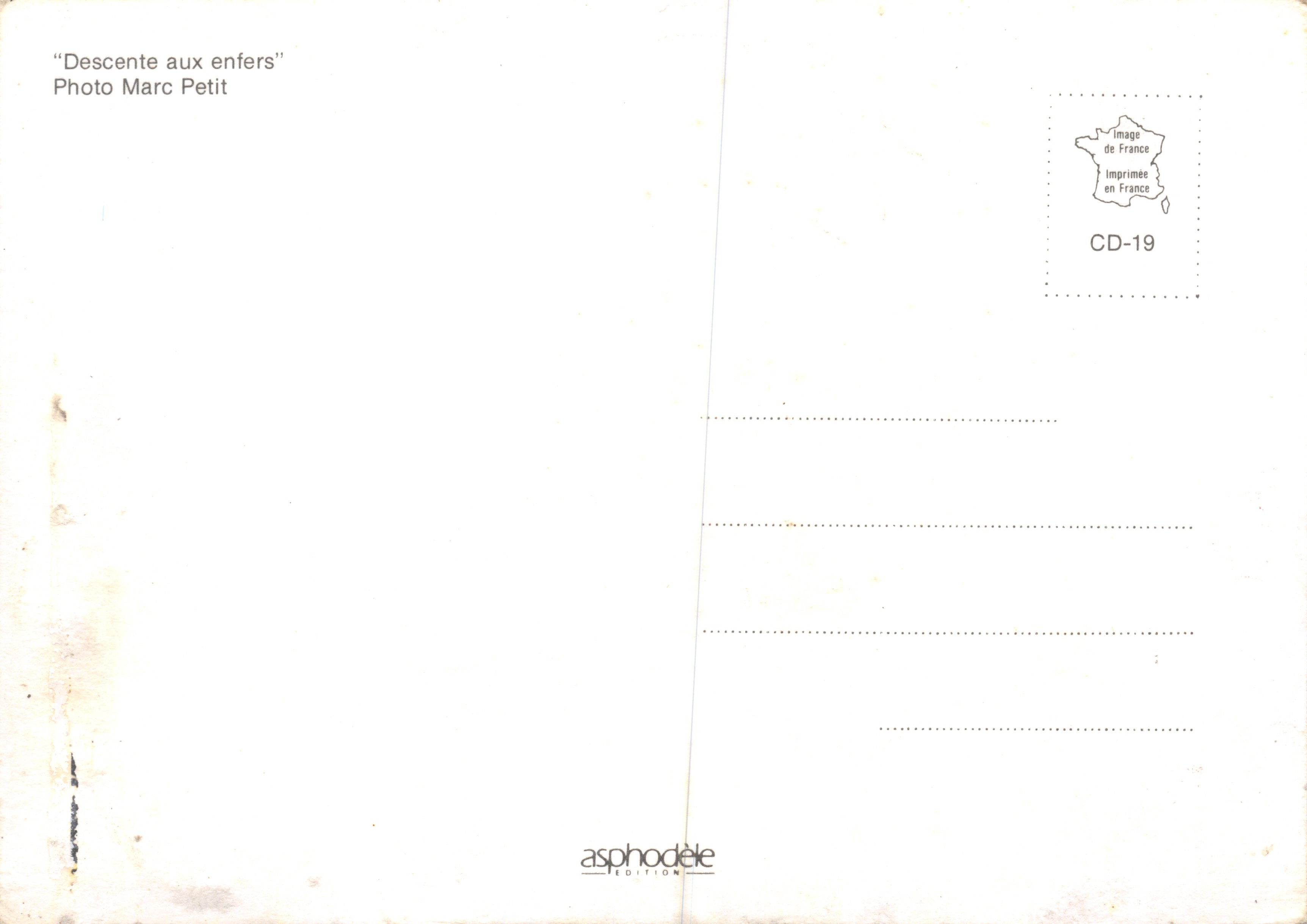 Descenso al Infierno — escena de descenso con cuerdas en una cueva — asphodèle EDITION, CD-19 — Reverso
