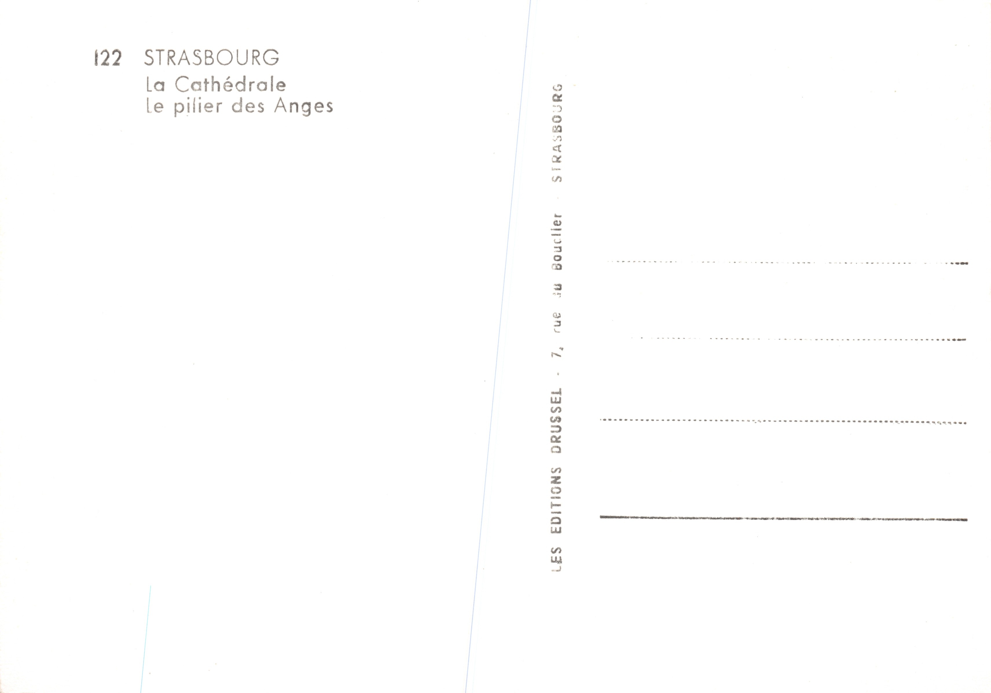 Estrasburgo — La catedral, la columna de los ángeles — Editions Drussel — Reverso