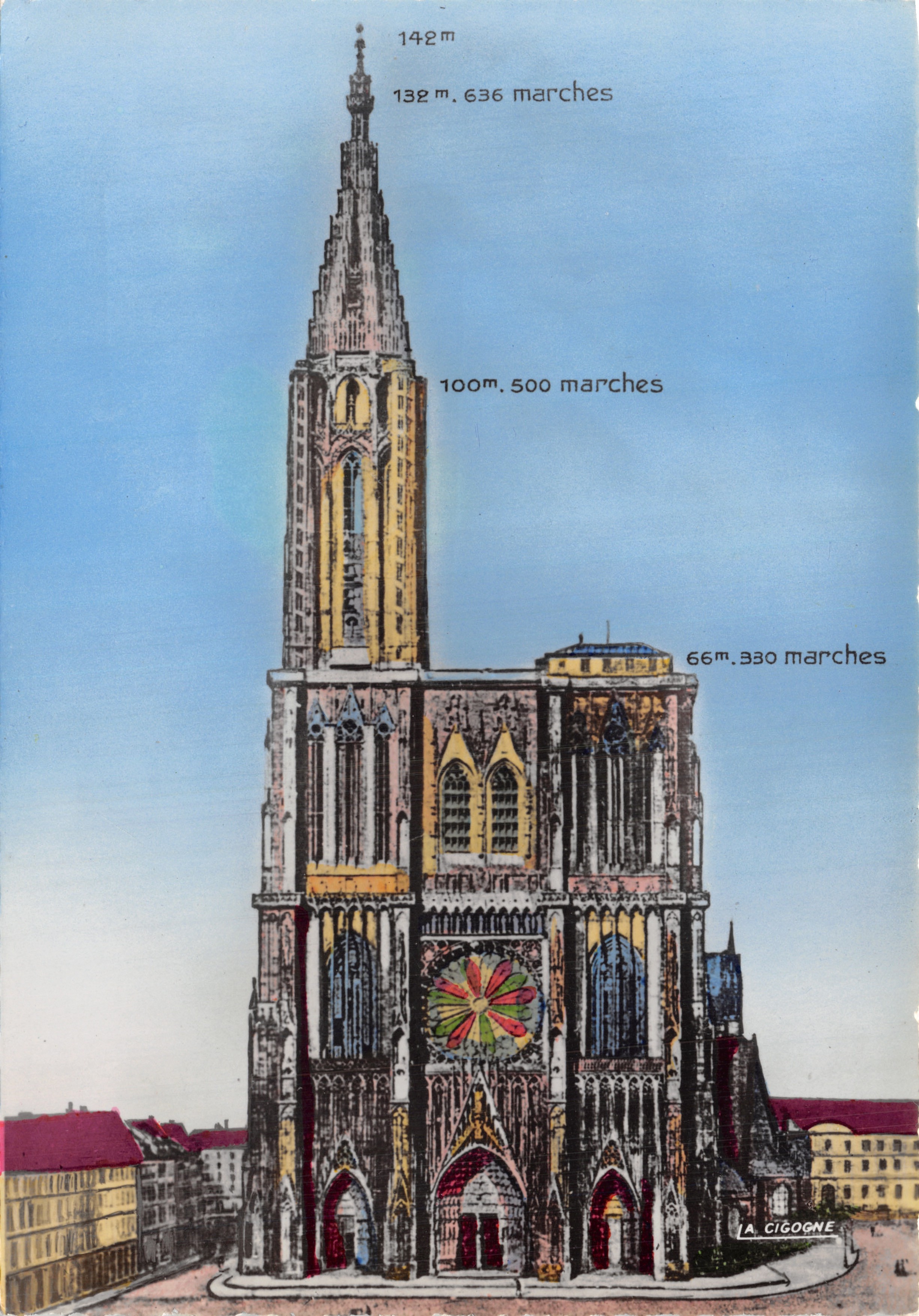 Catedral de Notre-Dame de Estrasburgo — vista de la fachada y la aguja — editorial LA CIGOGNE