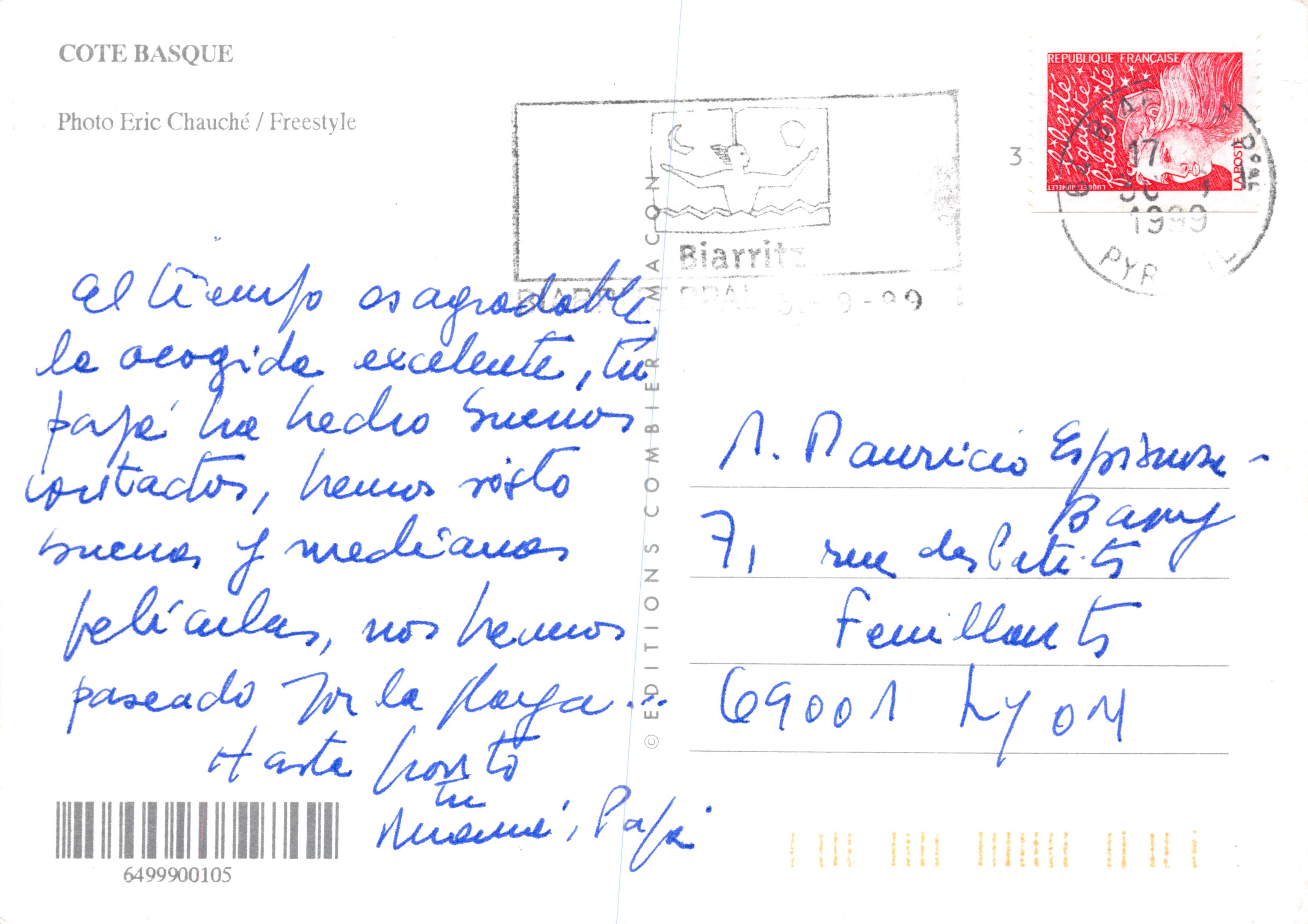 Côte Basque — vue de Biarritz avec hôtel et promenade — Éditions Combier — Reverso