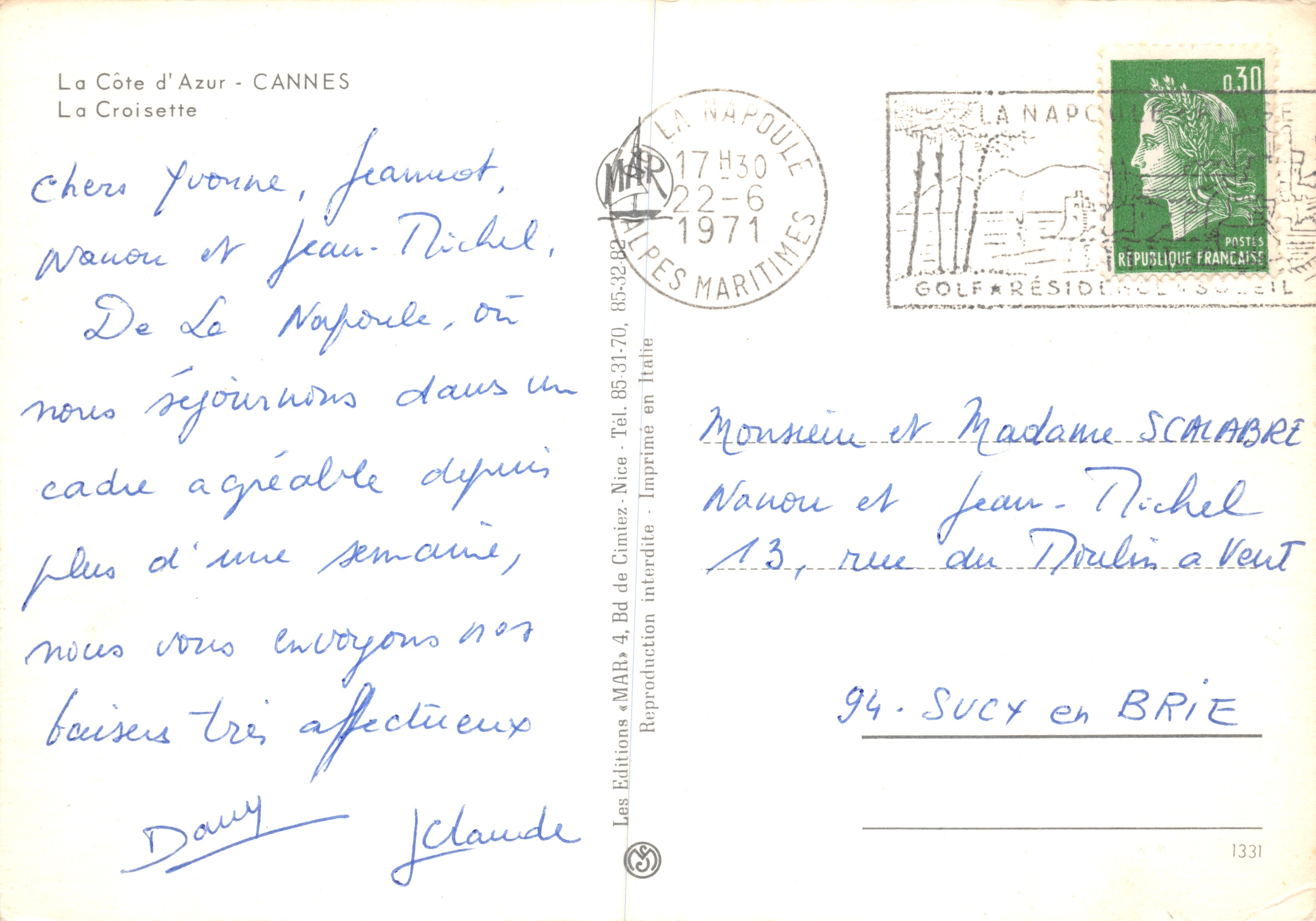 Cannes — La Croisette — Verlag « MAR » — Rückseite