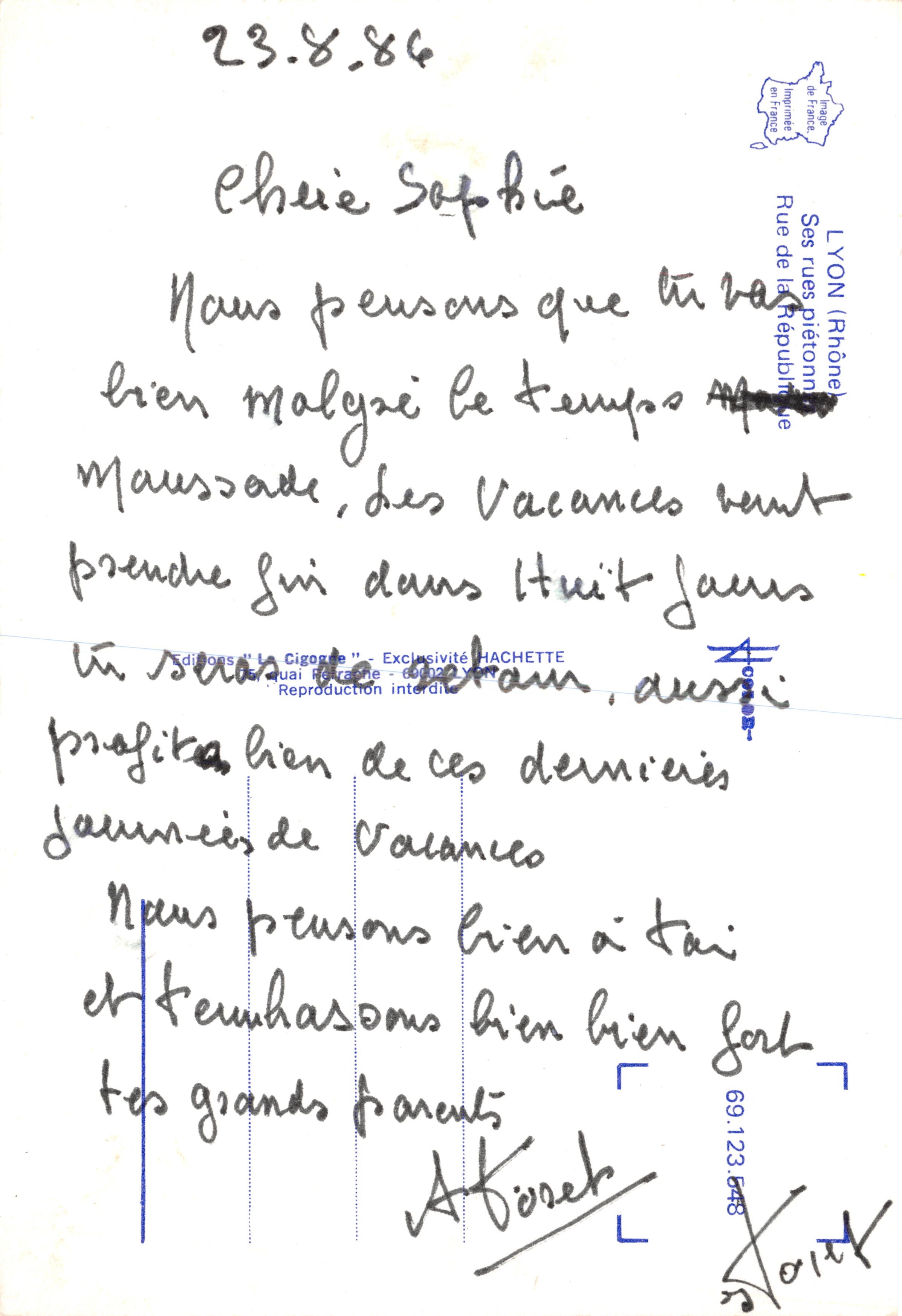 Place de la Cigogne — vue de la rue de la République à Lyon — éditeur 'LA CIGOGNE' — Achterkant