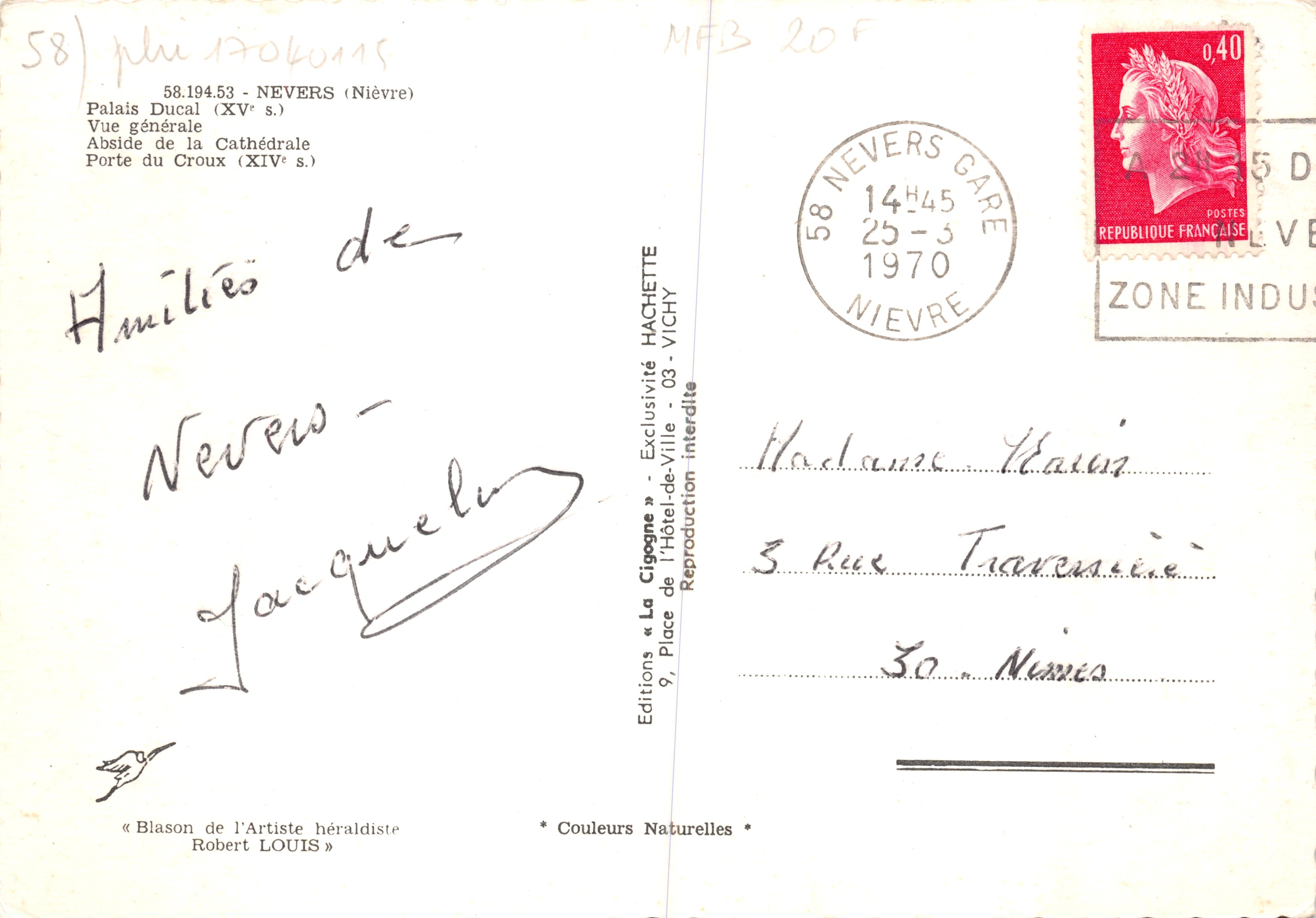 Nevers — Palazzo Ducale, Cattedrale, Ponte e Torre di Croix — Éditions La Cigogne — Verso