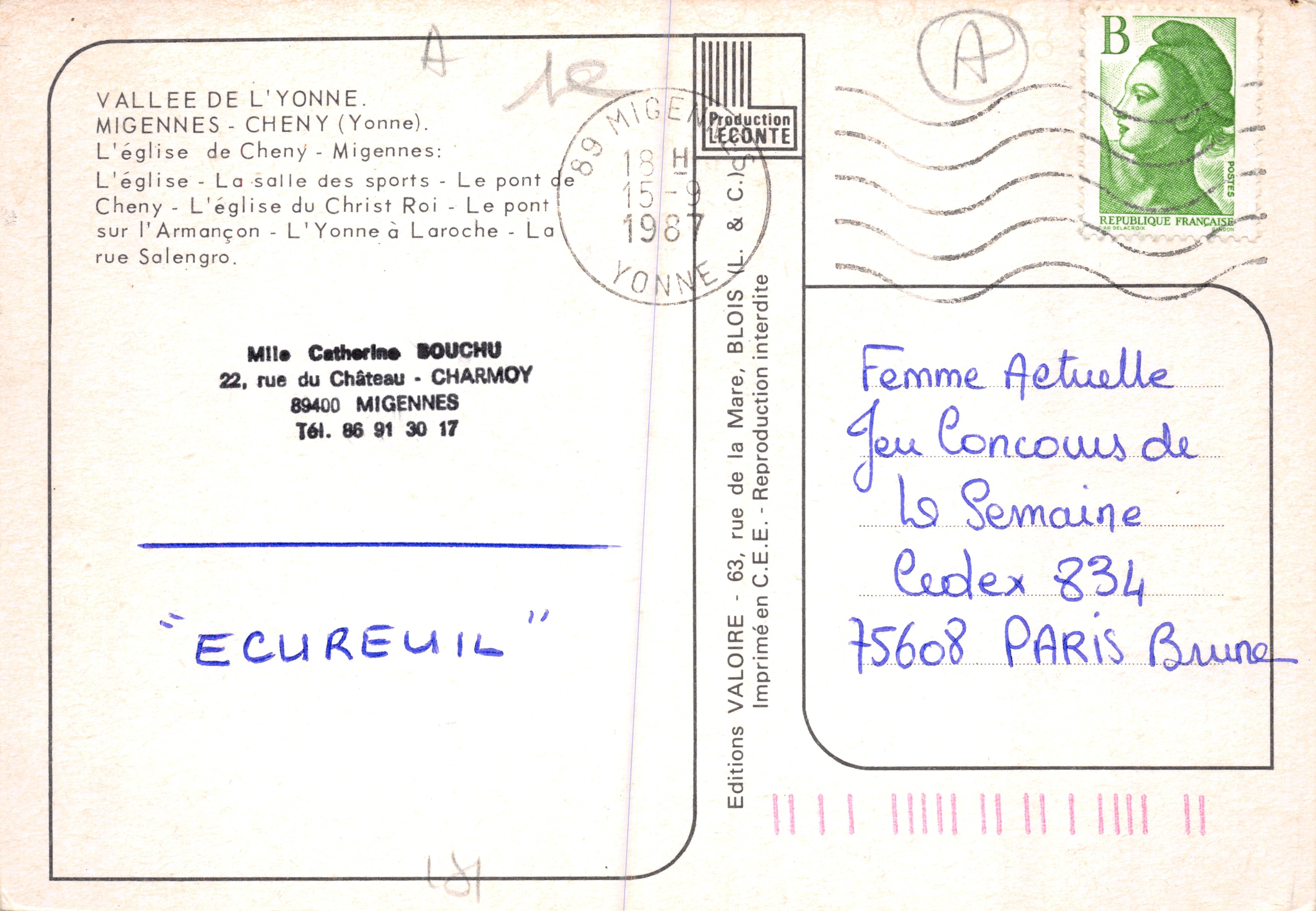 Migennes — vista panorámica con iglesia, puente y pabellón deportivo — Éditions Valoire — Reverso