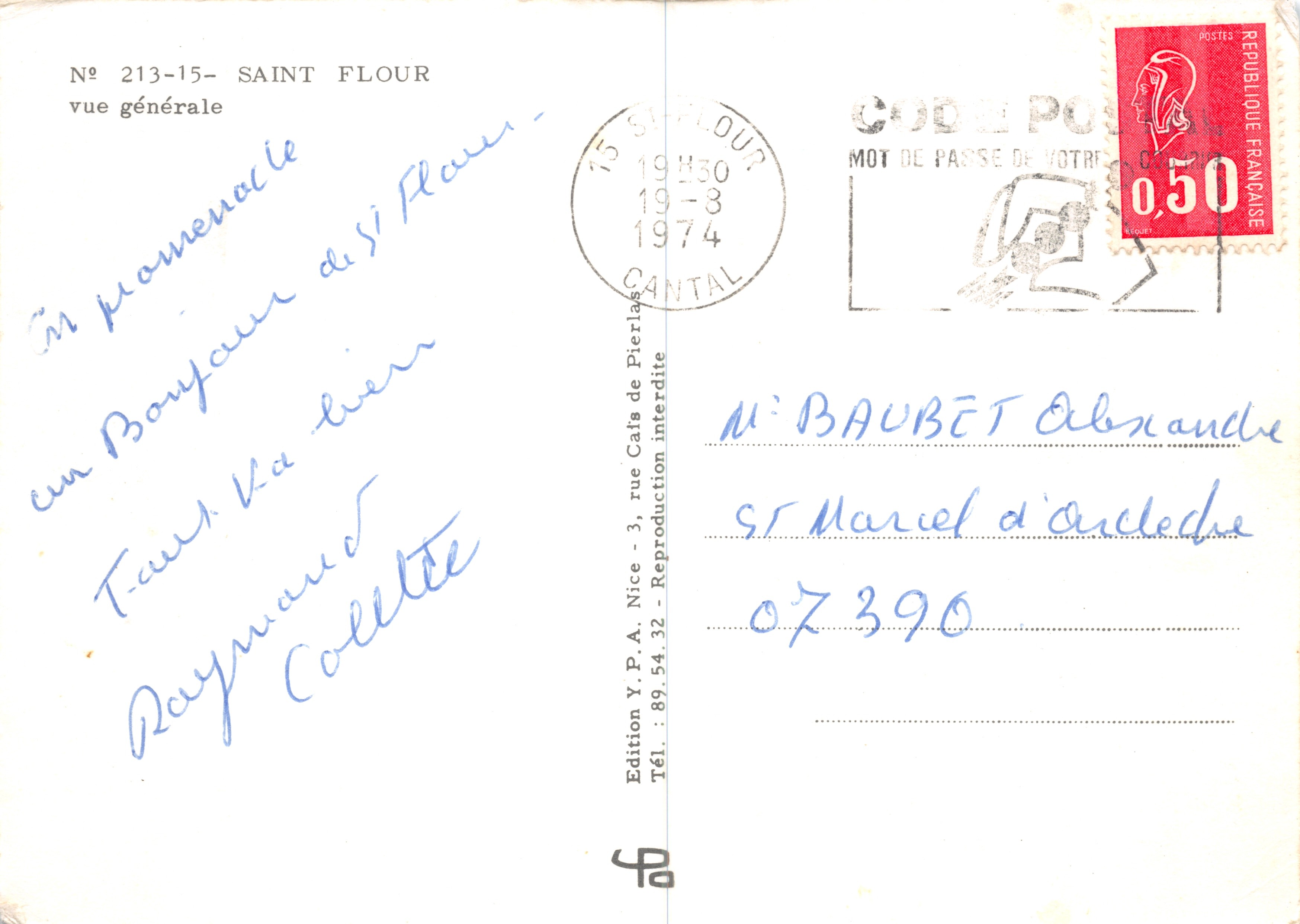 Saint-Flour Cantal — Algemene uitzicht — Editie Y.P.A. Nice — Achterkant