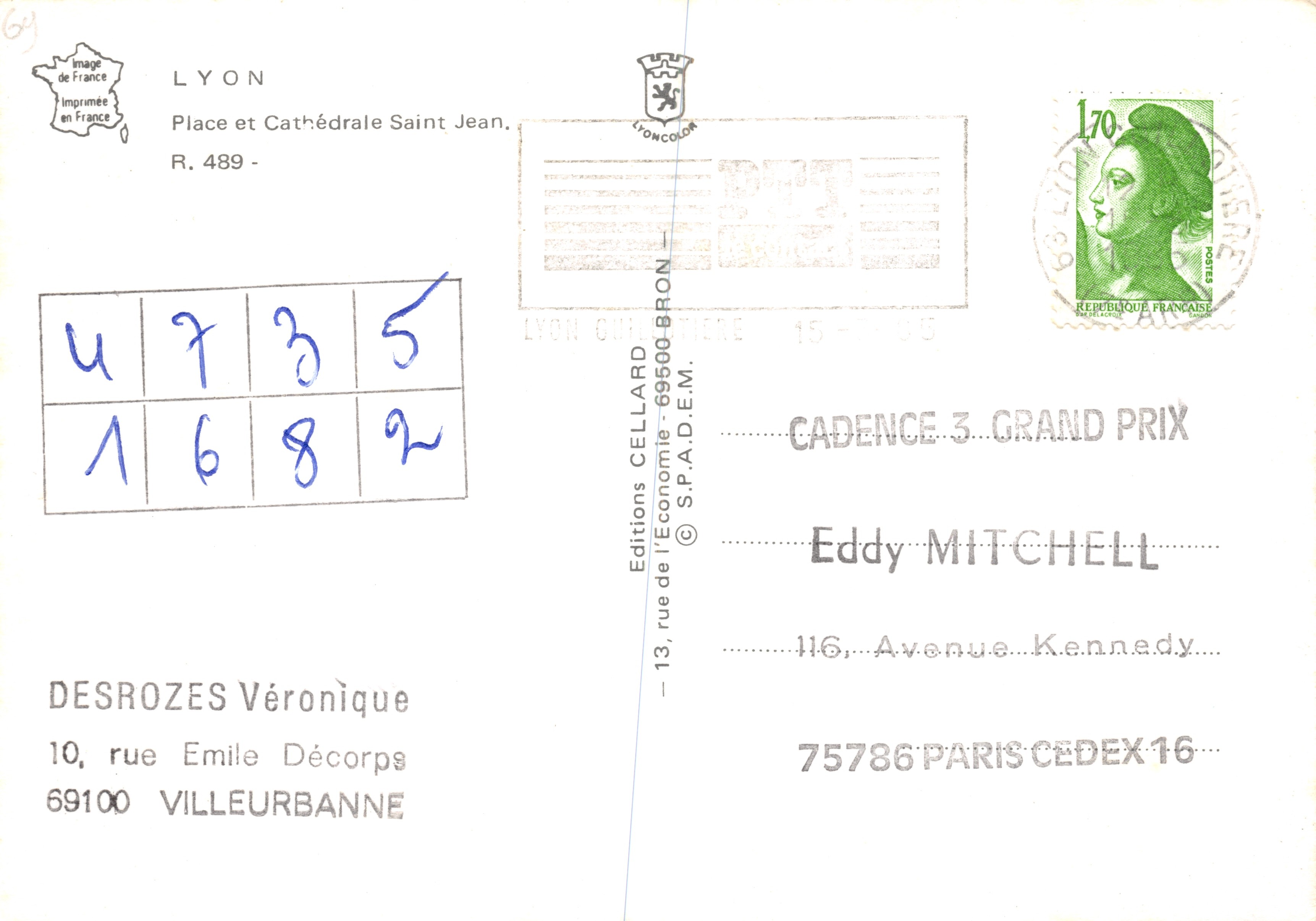 LYON Saint Jean — Cathédrale, vue aérienne, arc gothique et fontaine — Éditions Cellaard — Back