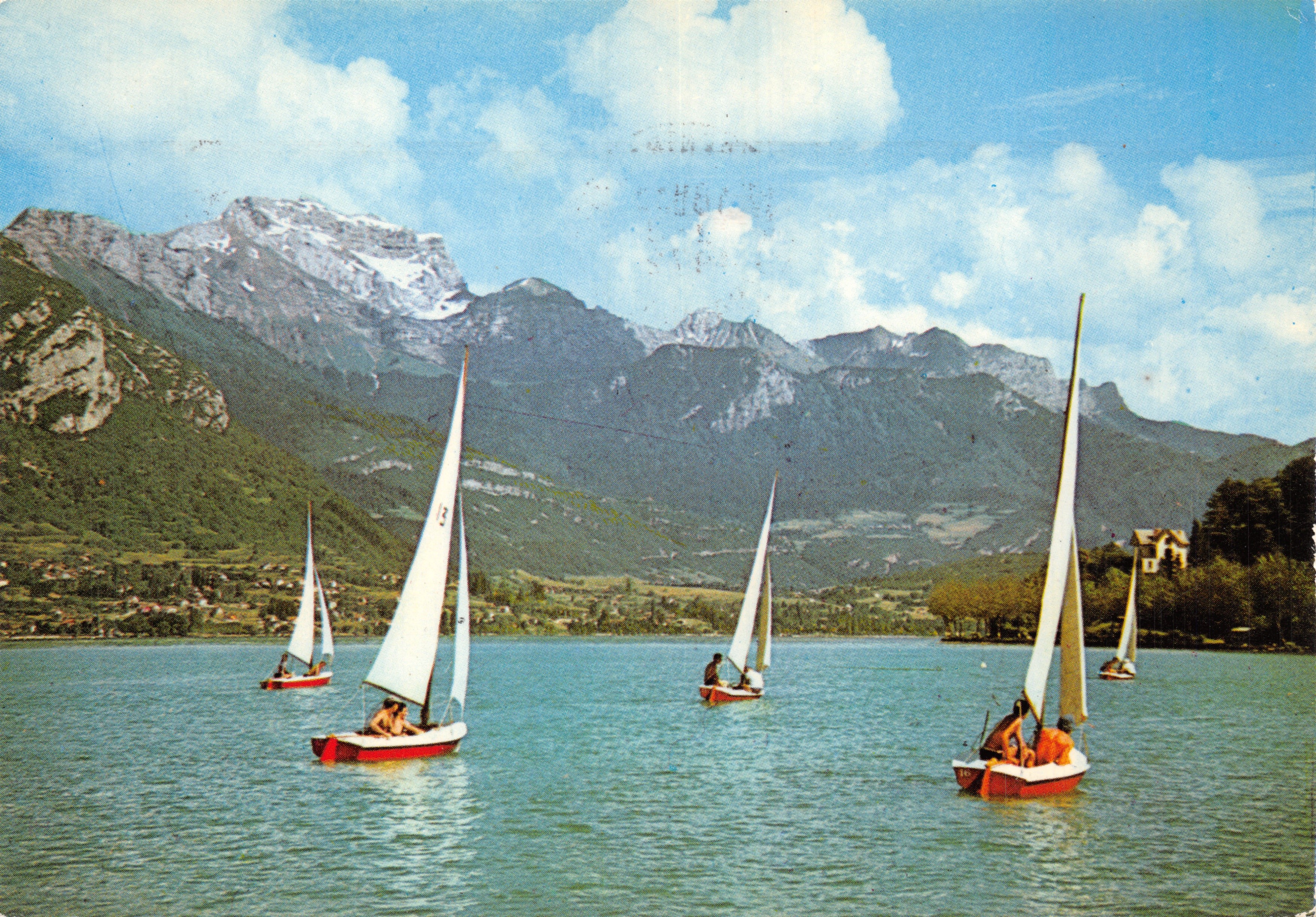 Lago d'Annecy — Regate sul grande lago dominato dalla Tournette — Le Fotografie di G. Rossat, Edizione 10.856