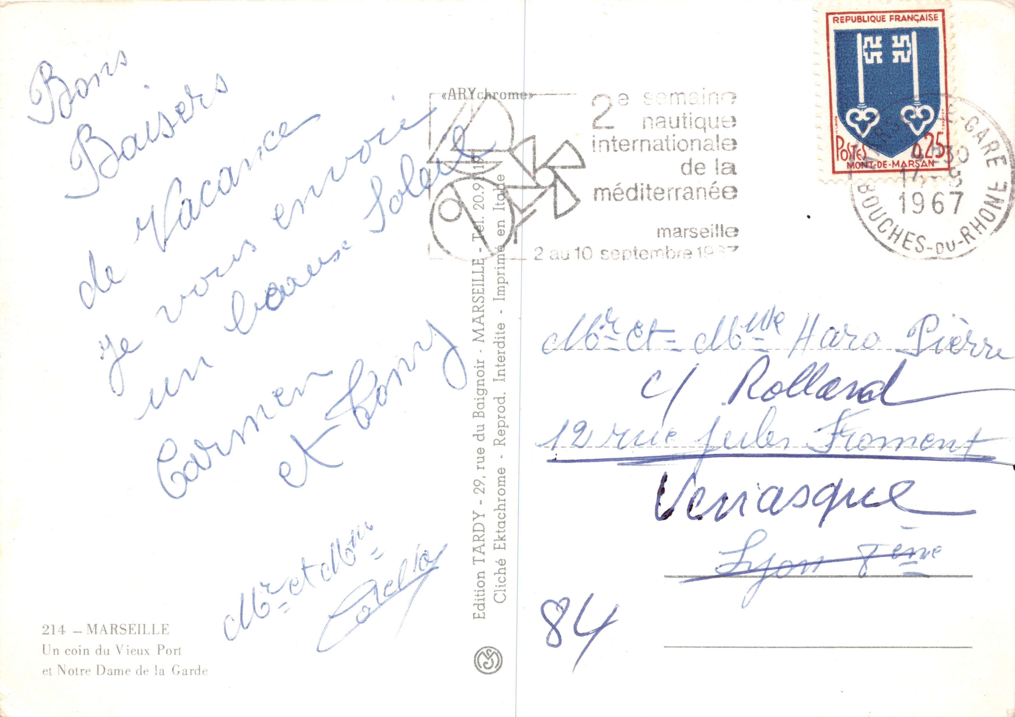 Un angolo del Vecchio Porto — Notre Dame de la Garde — Edizione TARDY — Verso