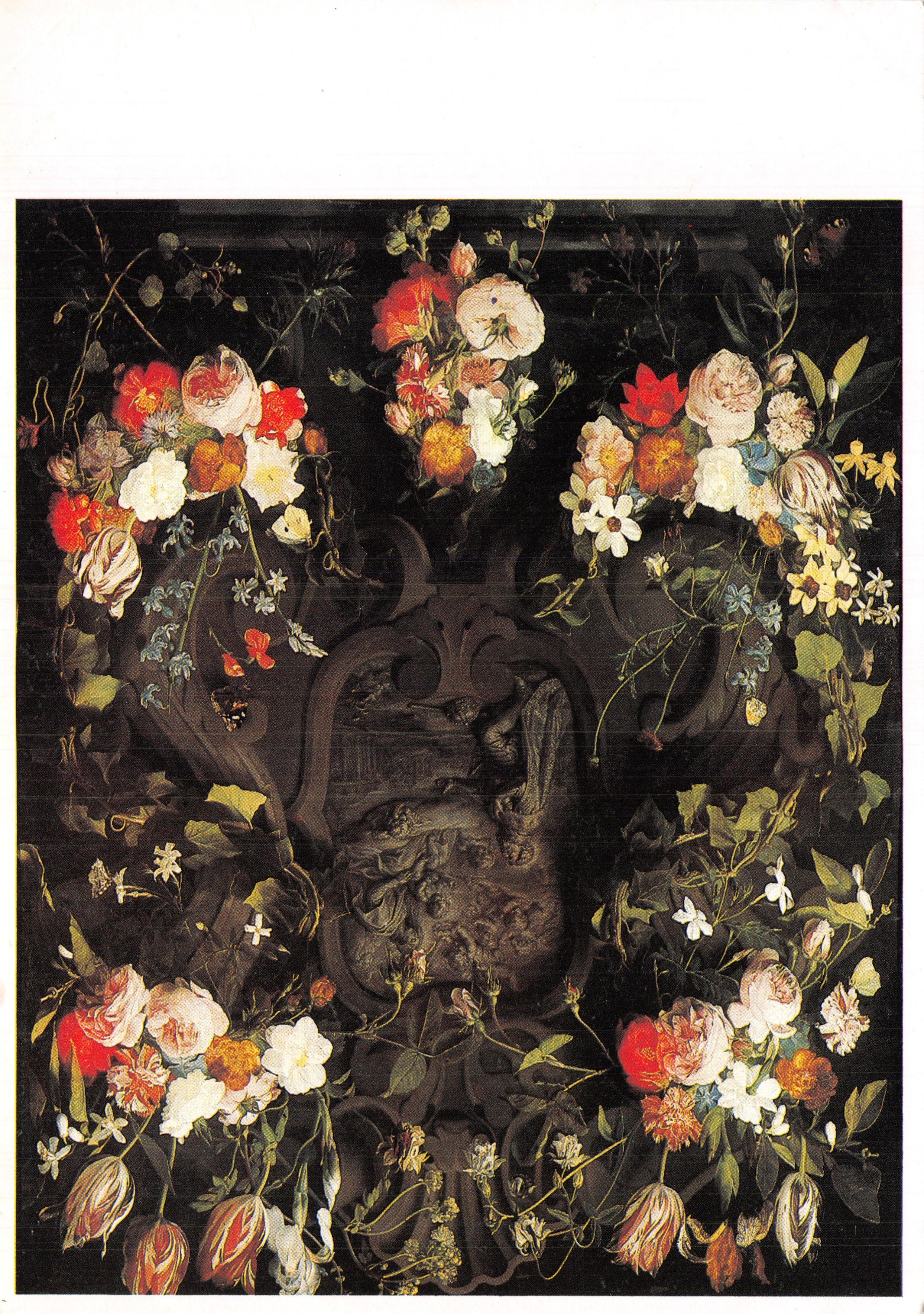 Flores rodeando un medallón — obra de Daniel Seghers (1590-1661) — Éditions des musées nationaux, PR. 1646