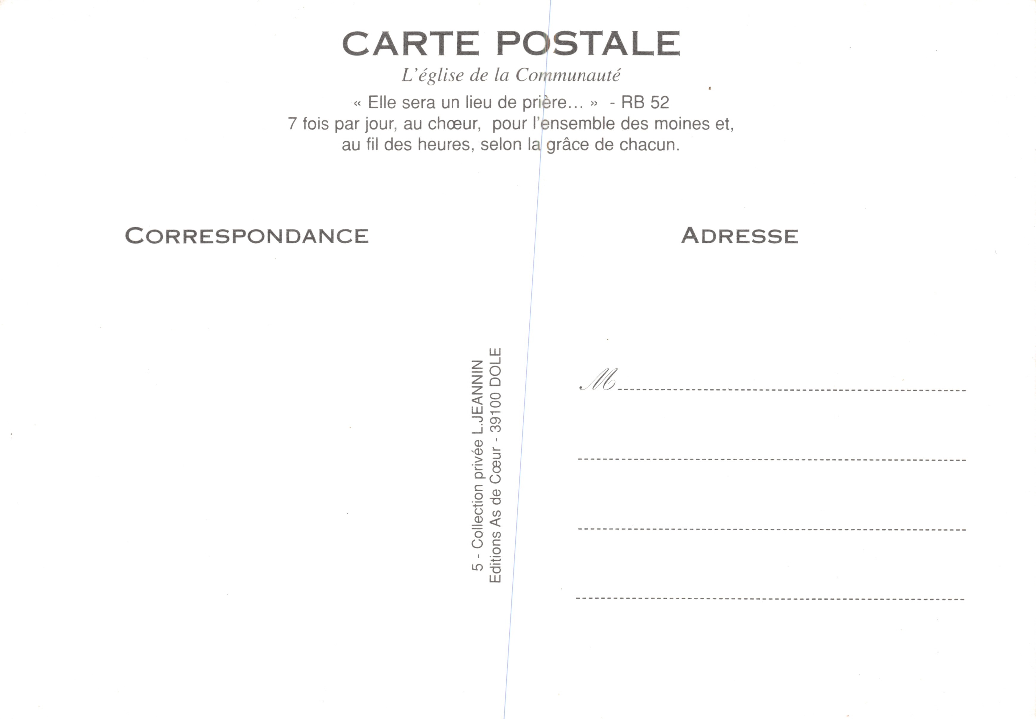 Abadía de Acéy (Jura) — Iglesia - Coro y Atrio — Editions As de Cœur — Reverso