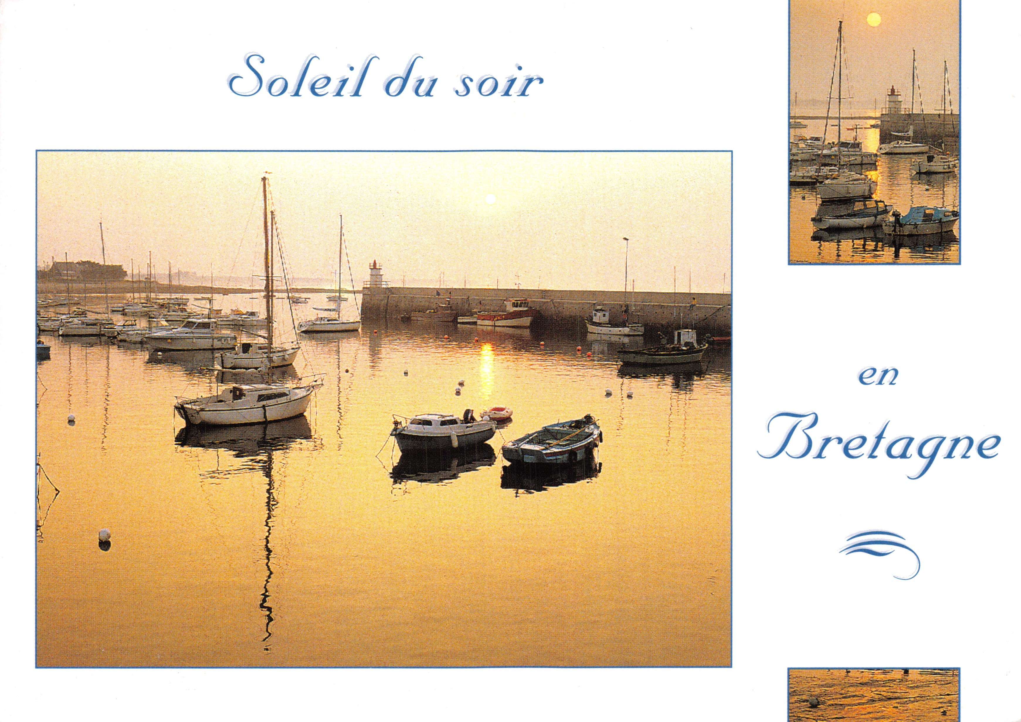 Haven bij zonsondergang — havenbeeld in de Bretagne met lantaarn — uitgever Editions YCA CAOUDIAL, n° S 711