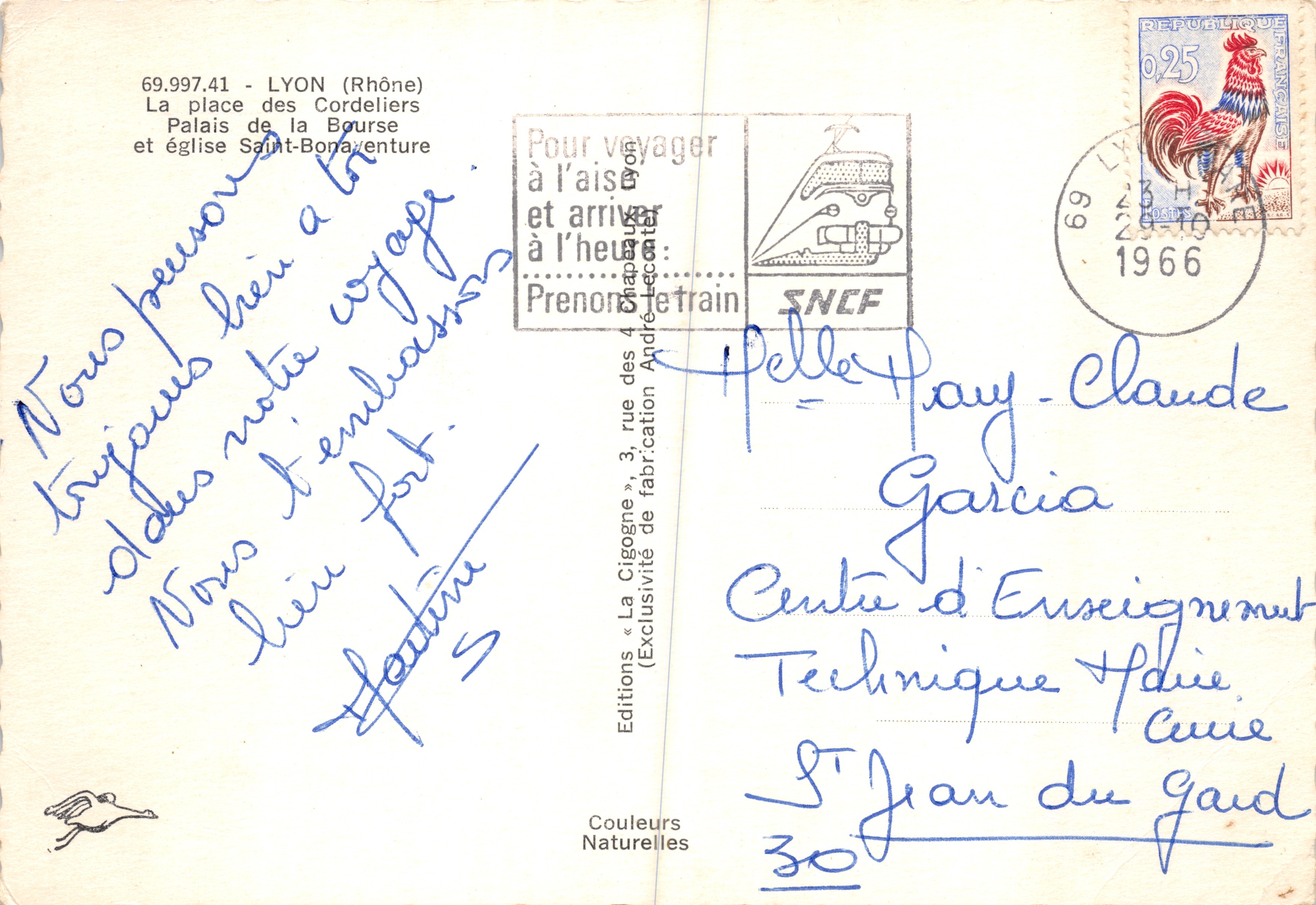 Lyon - Plaza de los Cordeliers y Iglesia de San Bonaventura — Editions « La Cigogne » — Reverso
