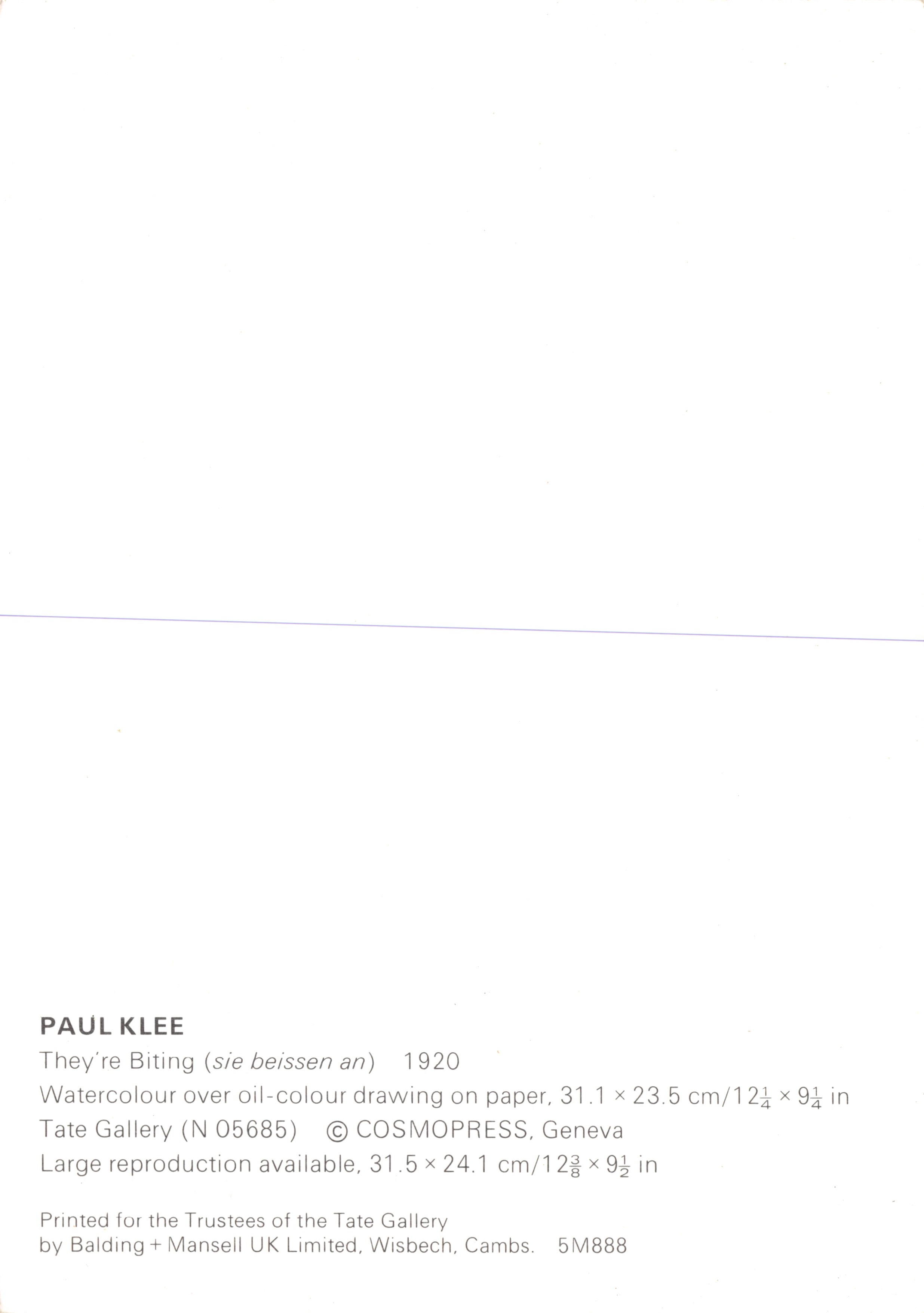 Paul Klee — They're Biting (sie beissen an) — COSMOPRESS, Genf — Rückseite