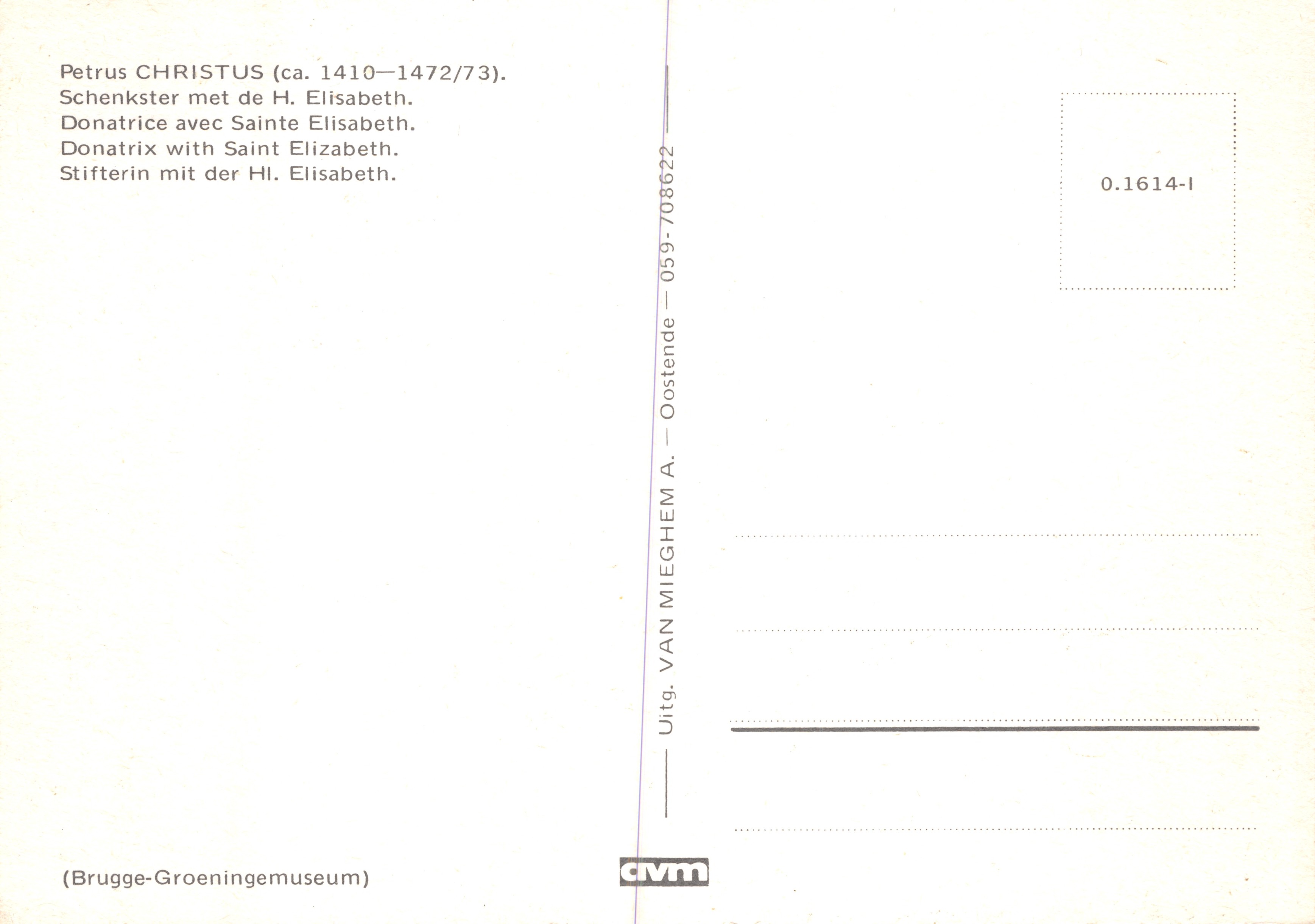 Sainte Élisabeth — Donatrice avec Sainte Élisabeth — Uitg. VAN MIEGHEM A. — 059-708622 — Reverso