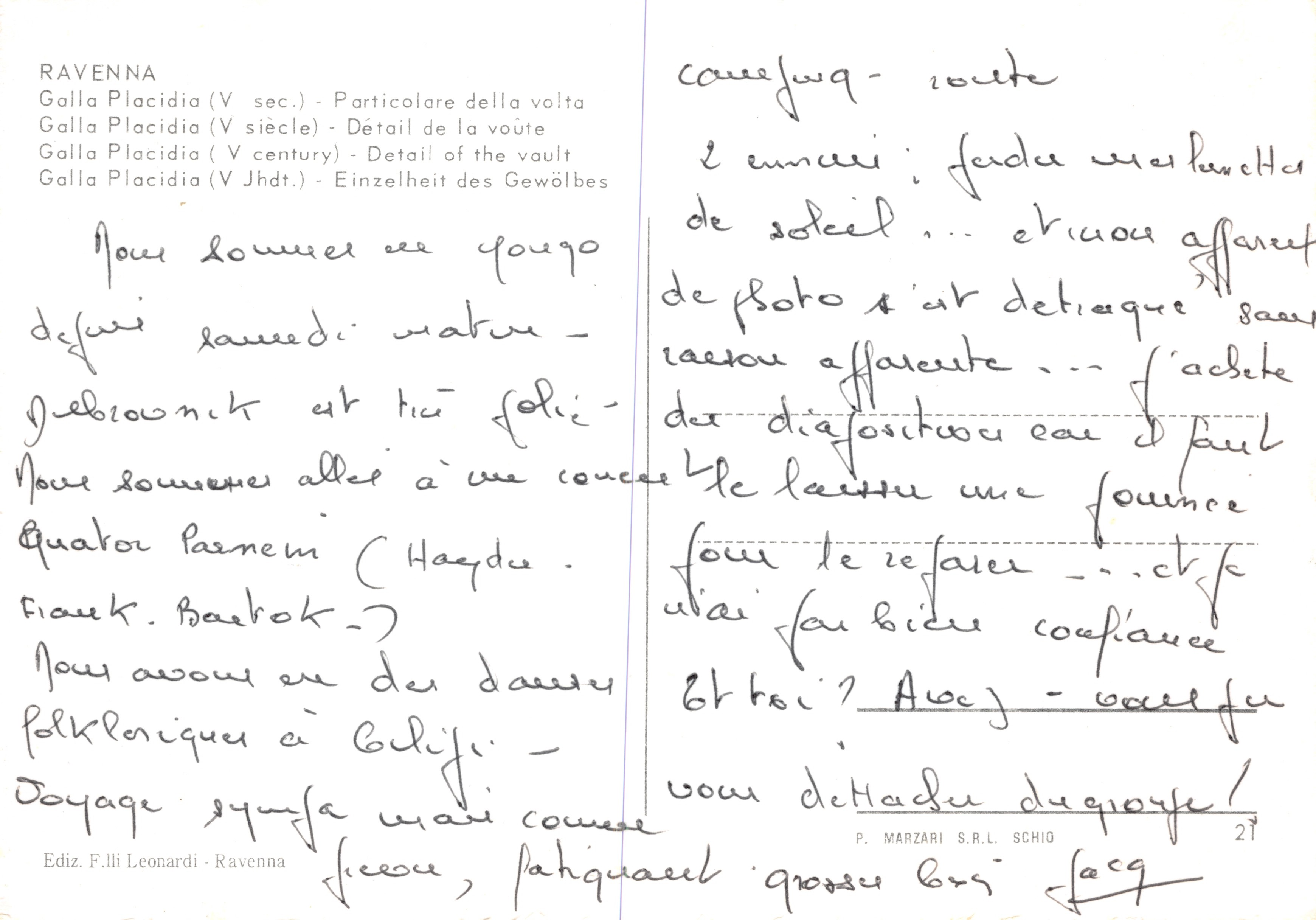 Galla Placidia (V secolo) — dettaglio della volta — editore F.lli Leonardi - Ravenna — Verso