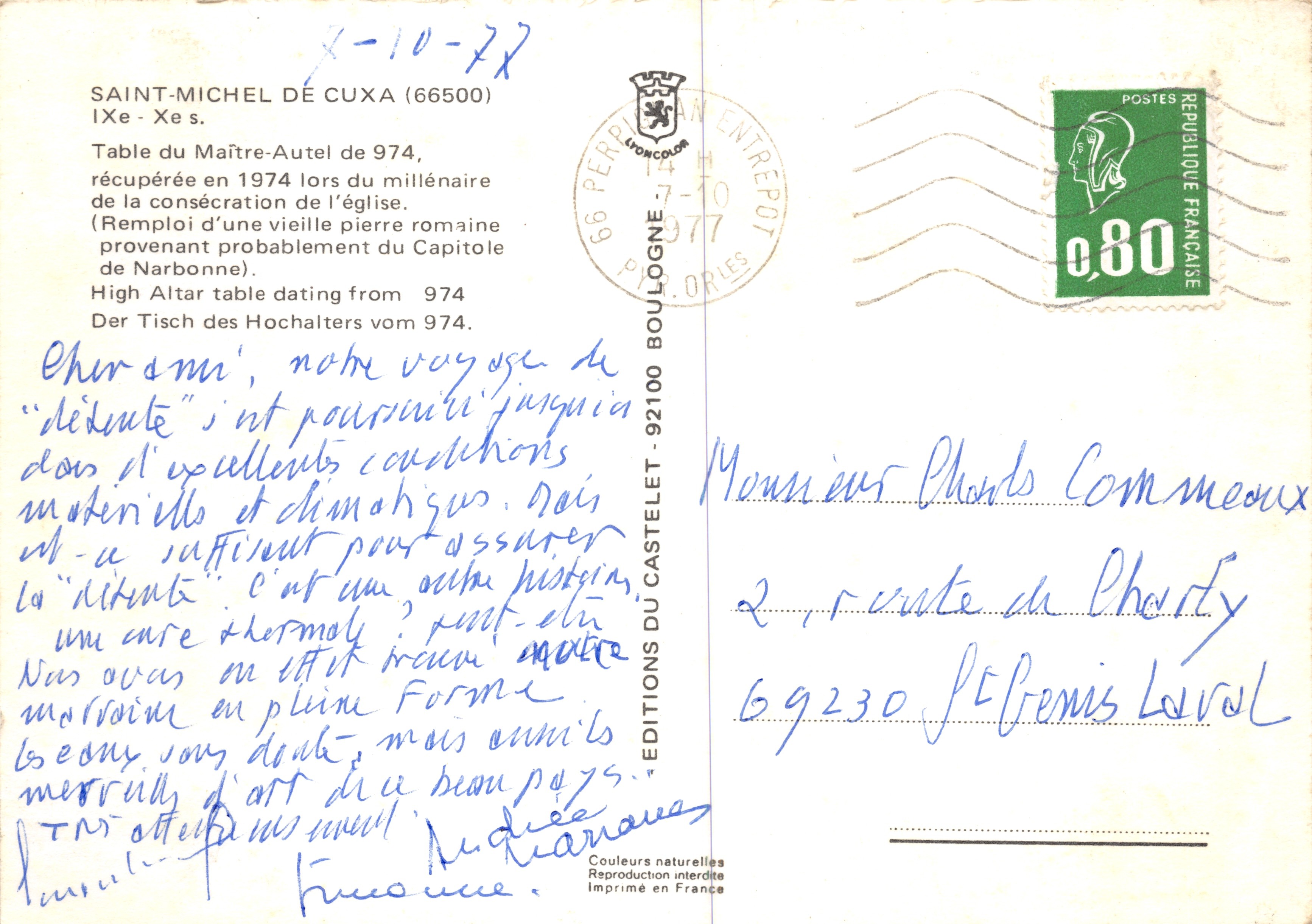 Table du Maître-Autel de 974 — éditeur EDITIONS DU CASTELET — Reverso