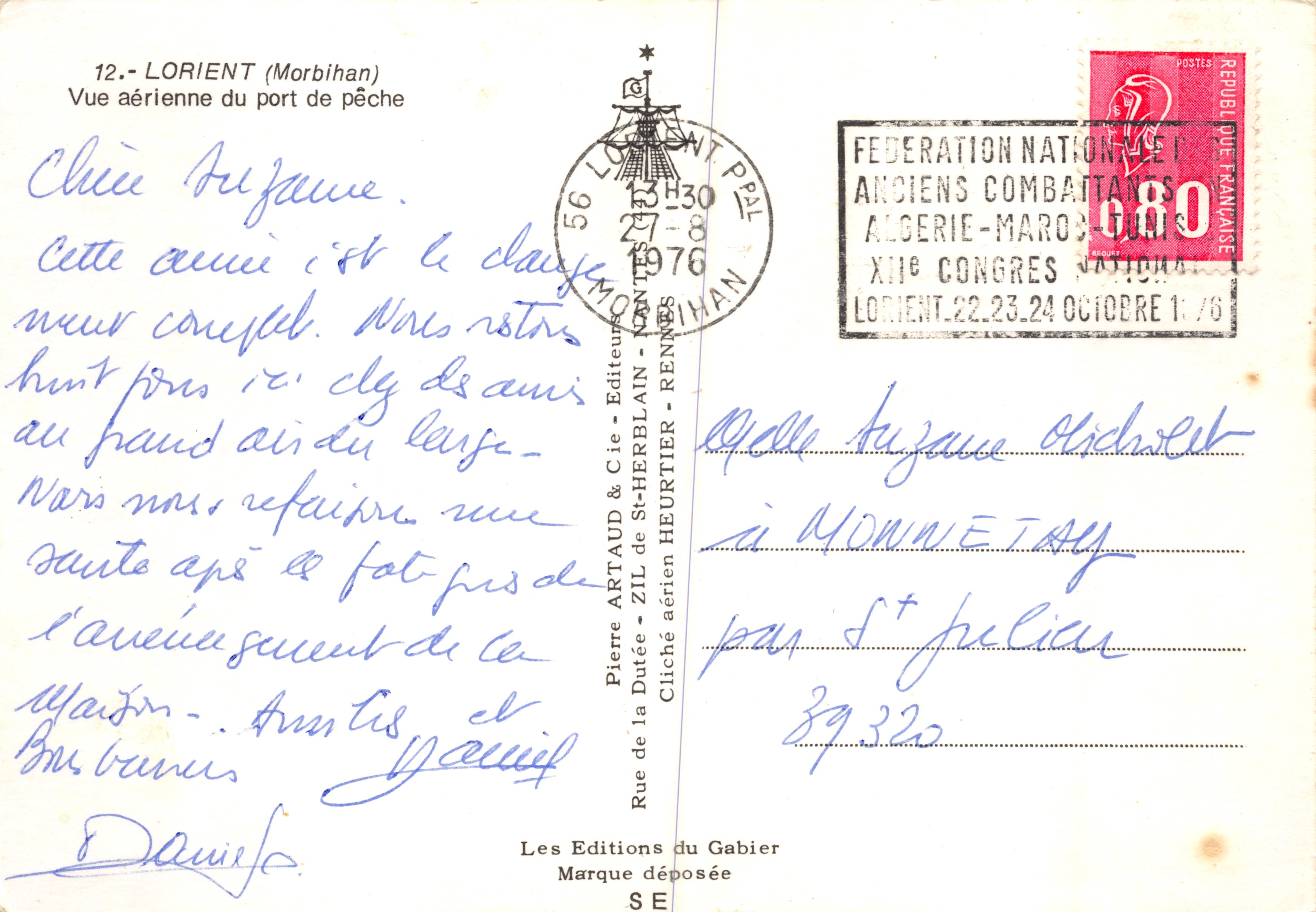 Lorient (Morbihan) — Vista aerea del porto peschereccio — Pierre Artaud & Cie - Editori — Verso