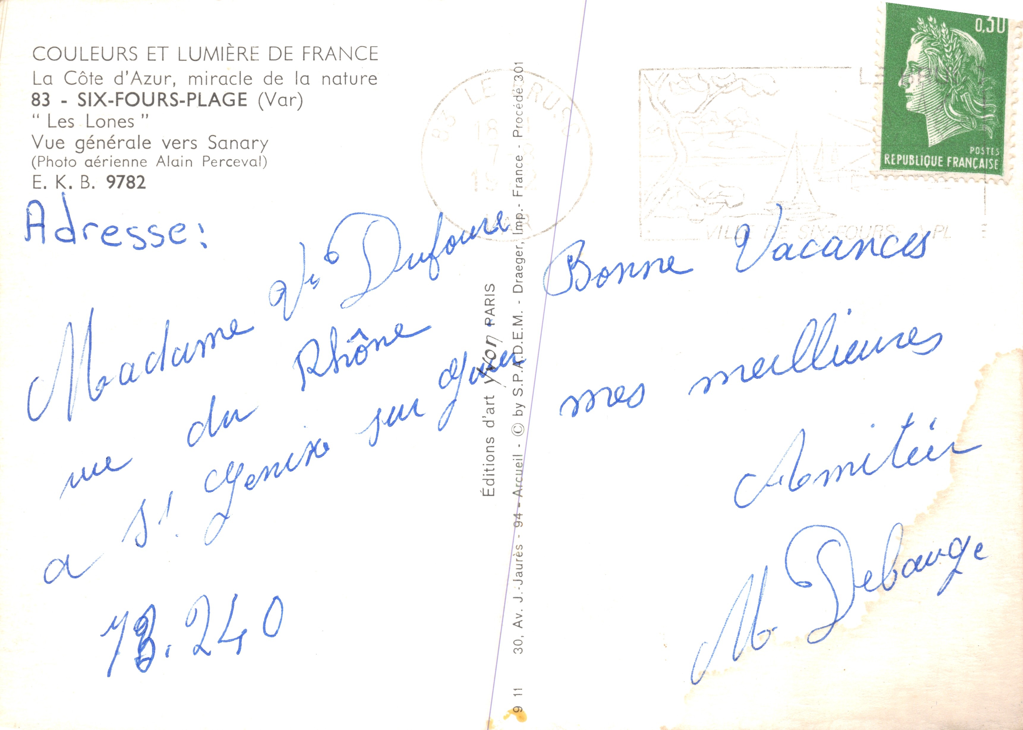 Six-Fours-Plage — Vista aérea general hacia Sanary — Éditions Véron, n° 9782 — Reverso