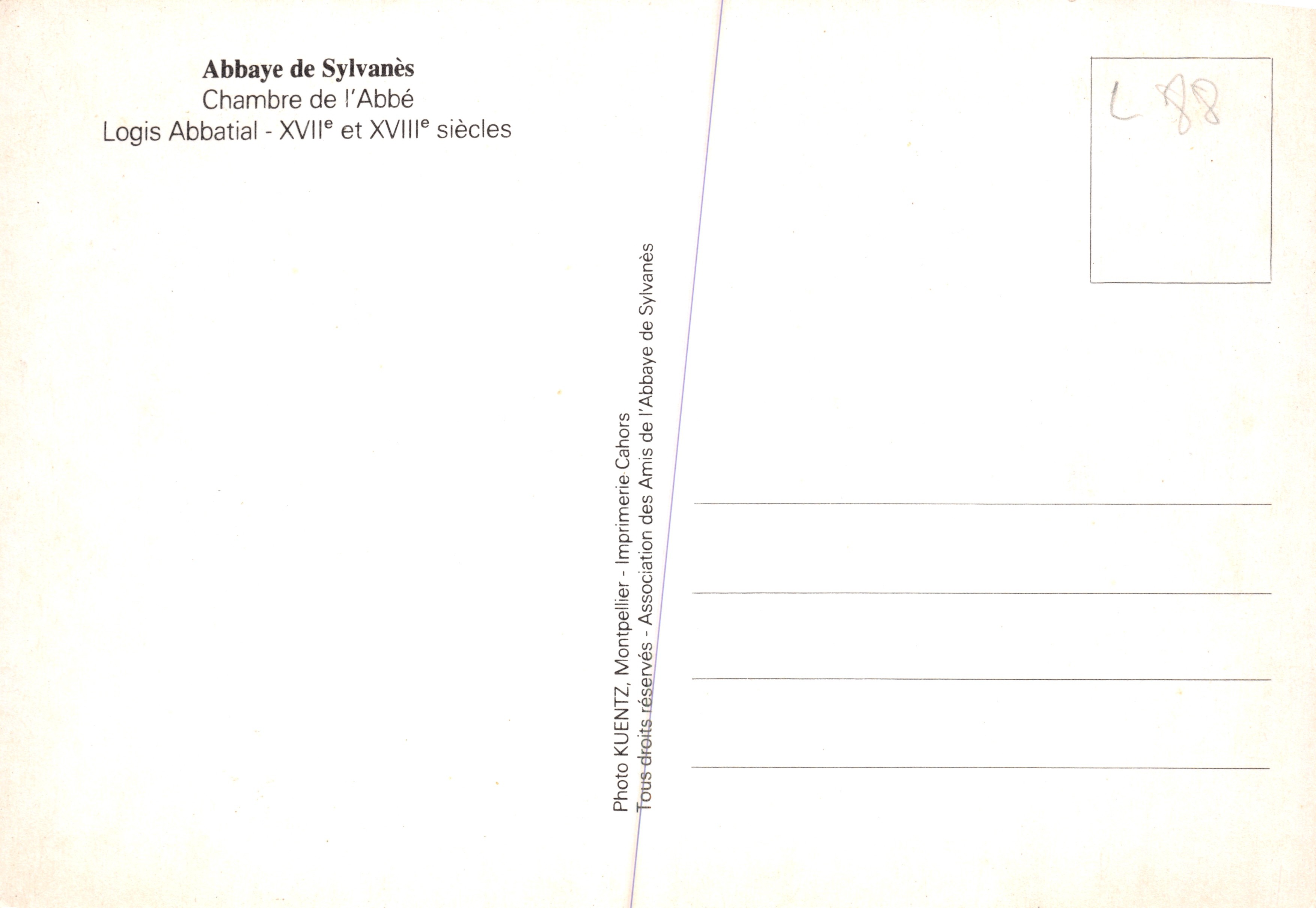 Kamer van de Abtessin — Abtei Sylvanès — Imprimerie des Amis de l'Abbaye de Sylvanès — Achterkant