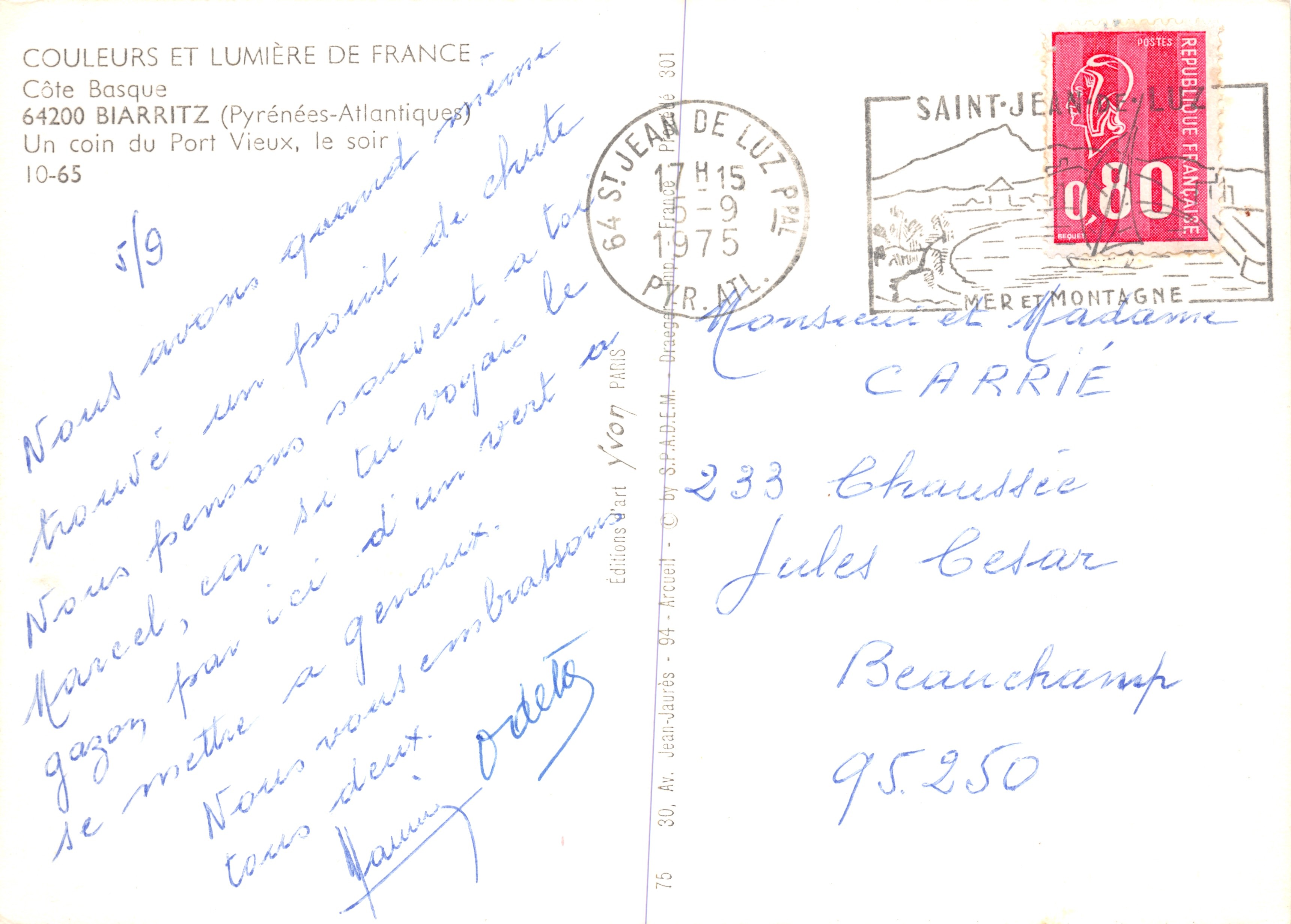 Port Vieux — vue nocturne avec château et immeuble — Yvon, éditeur, n° 5/9 — Achterkant