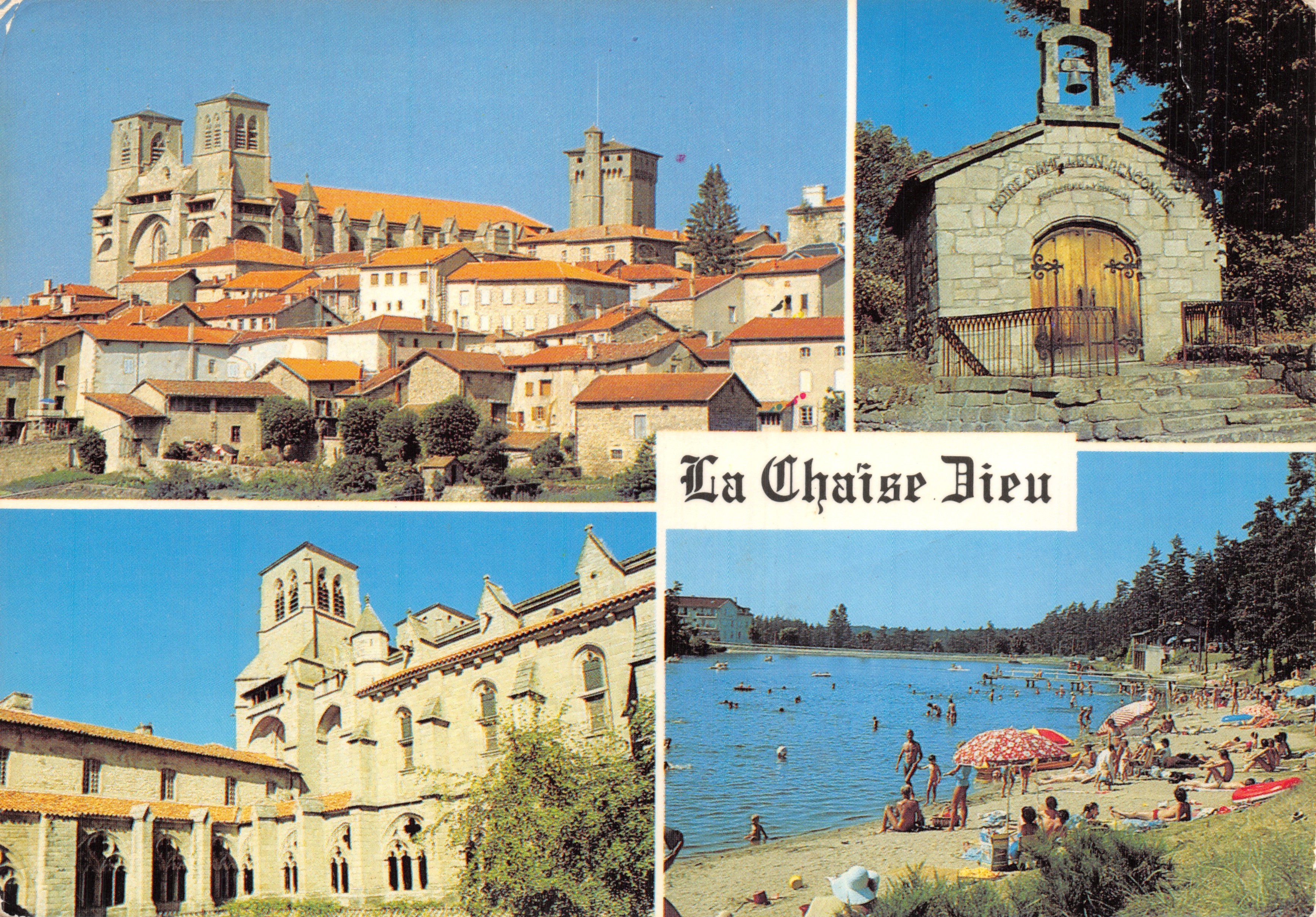 La Chaise-Dieu — vue générale de la bourgade dominée par l'abbaye bénédictine et le plan d'eau — Éditions PASTRE